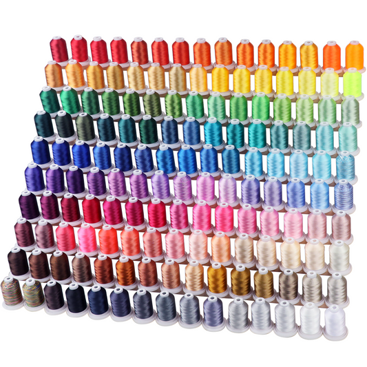 New brothread Embroidery Machine Thread Mega Kit 150 Colors Compatible with Brother & Janome Polyester Embroidery Thread 40WT 1000M/1100YD Each Spool for Home-Used & Commercial Embroidery Machines