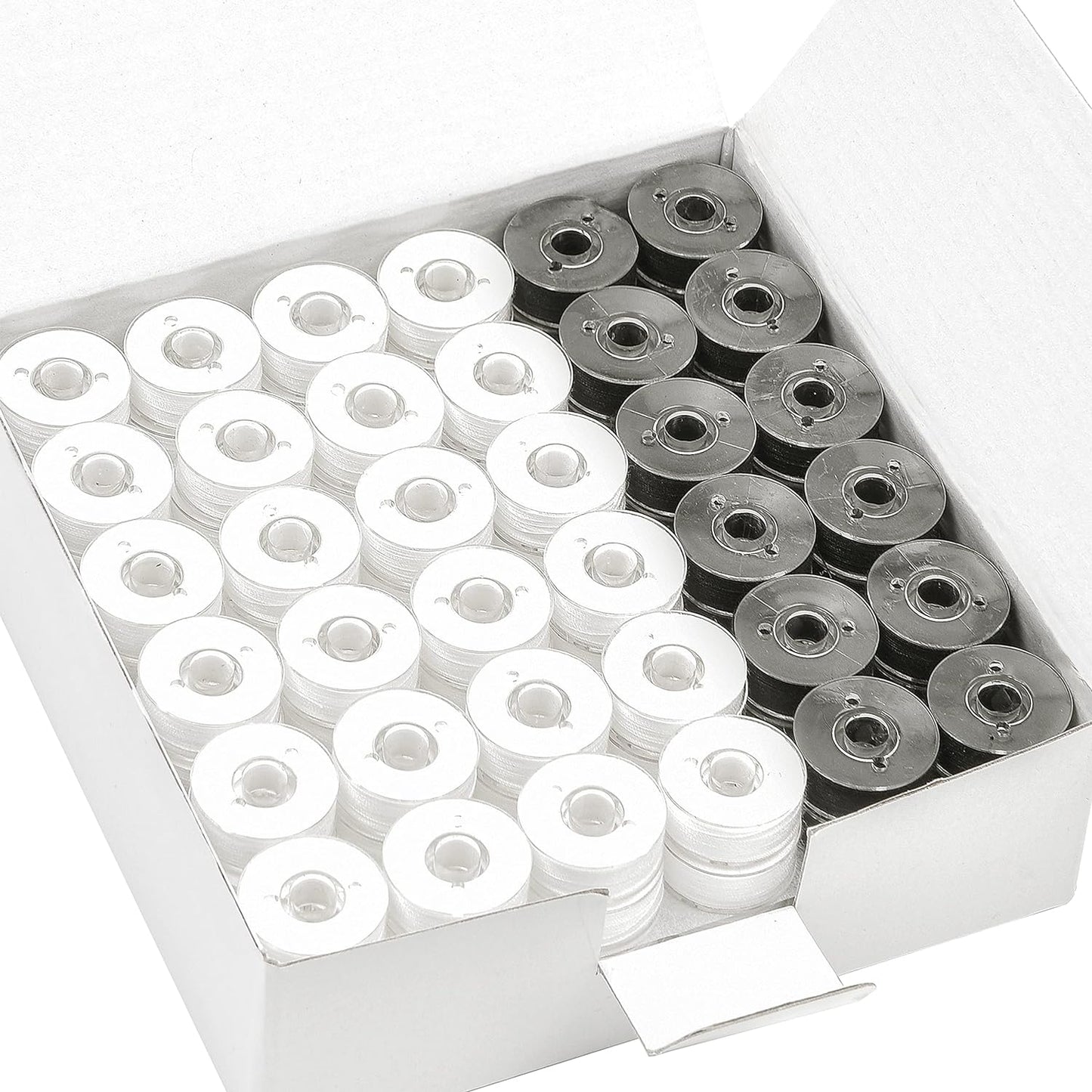 New brothread 144pcs White 60S/2(90WT) Prewound Bobbin Thread Plastic Size L SA155 for Embroidery & Sewing Machine Polyester Thread