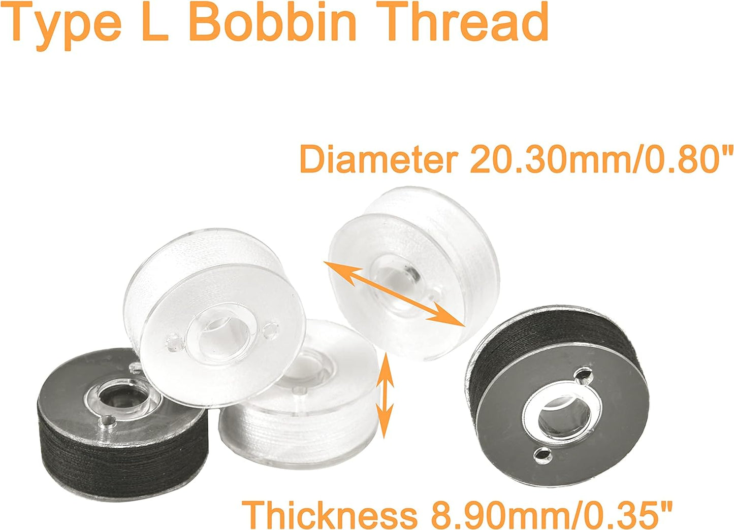 New brothread 144pcs White 60S/2(90WT) Prewound Bobbin Thread Plastic Size L SA155 for Embroidery & Sewing Machine Polyester Thread