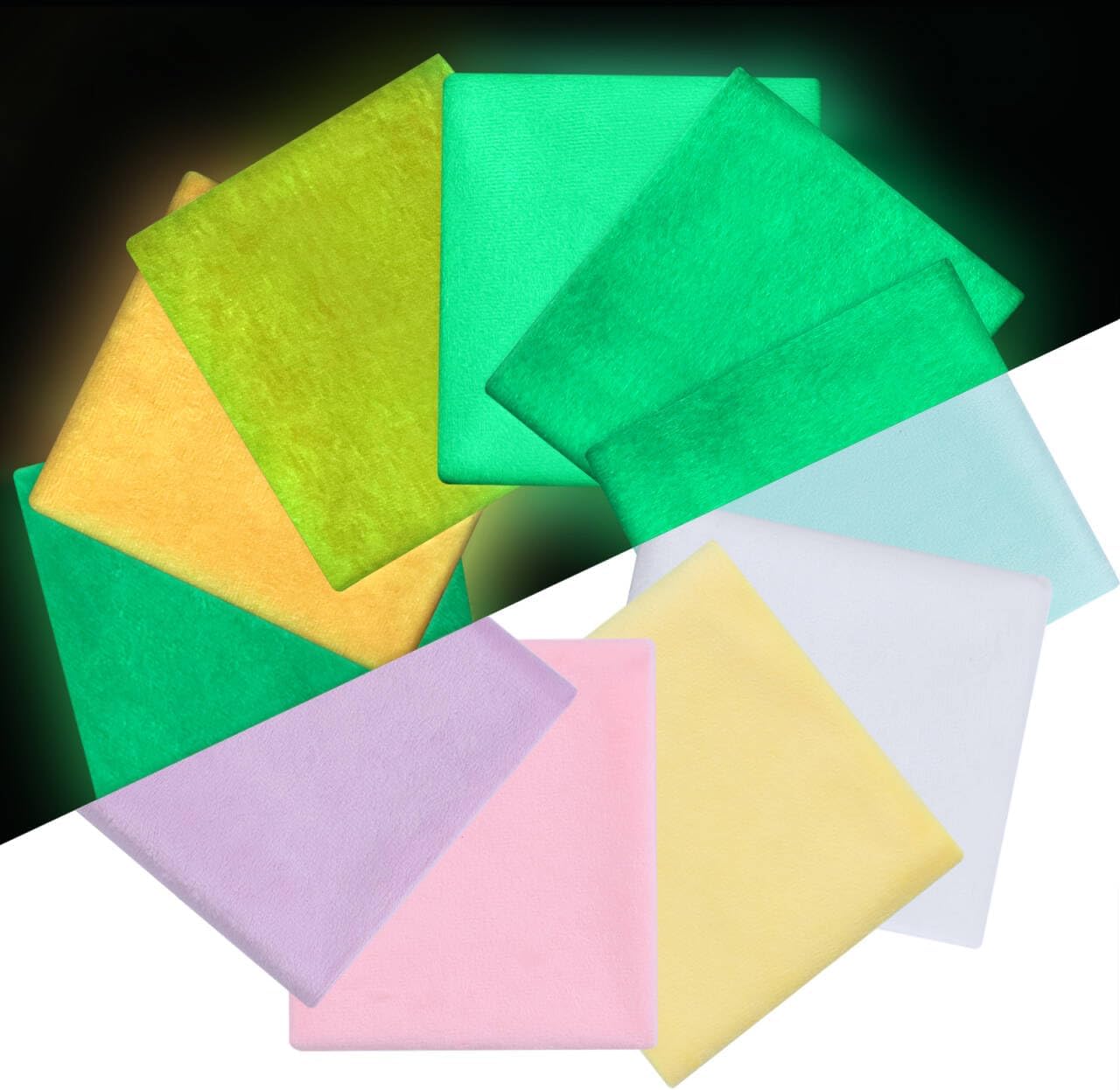 Craftido Glow in The Dark Fabric, Luminous Soft Velvet Fabric by 1 Yard in Solid Color 63" Width for Crafting, Quilting, Handmade DIY, Sewing Project, Clothing, Holiday Decorations