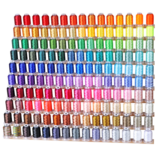 New brothread Mega Kit 150 Colors Compatible with Brother & Janome Polyester Embroidery Machine Thread 40WT 500M/550YD Each Spool for Brother Babylock Janome Singer Pfaff Husqvarna Bernina Machines