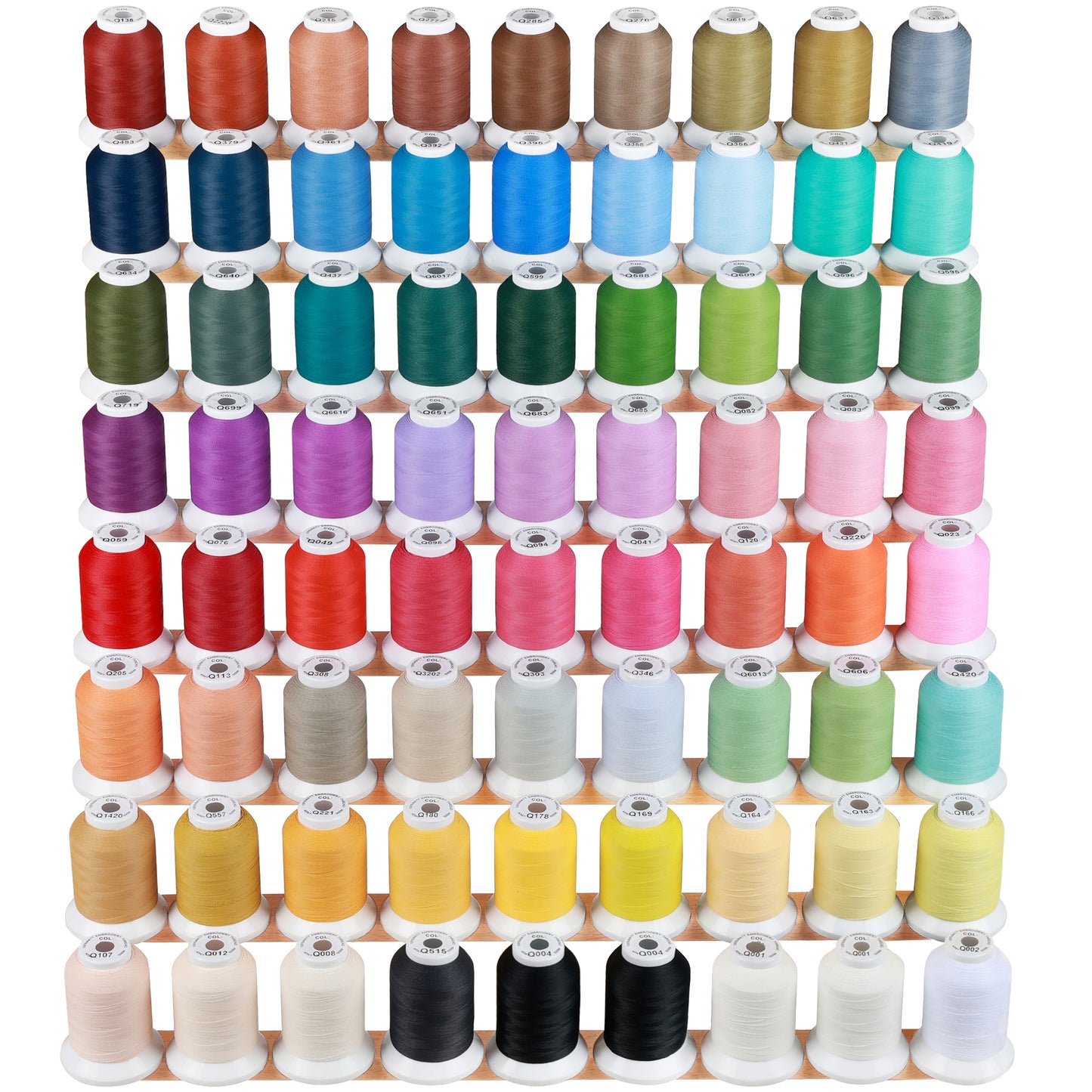 100% Frosted Matt Embroidery Machine Thread 72 Spools 40WT Each Spool 500M (550Y) for Brother Babylock Janome Singer Pfaff Husqvarna Bernina Embroidery and Sewing Machines-Made by New brothread