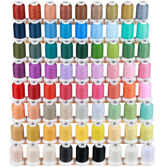 100% Frosted Matt Embroidery Machine Thread 72 Spools 40WT Each Spool 500M (550Y) for Brother Babylock Janome Singer Pfaff Husqvarna Bernina Embroidery and Sewing Machines-Made by New brothread