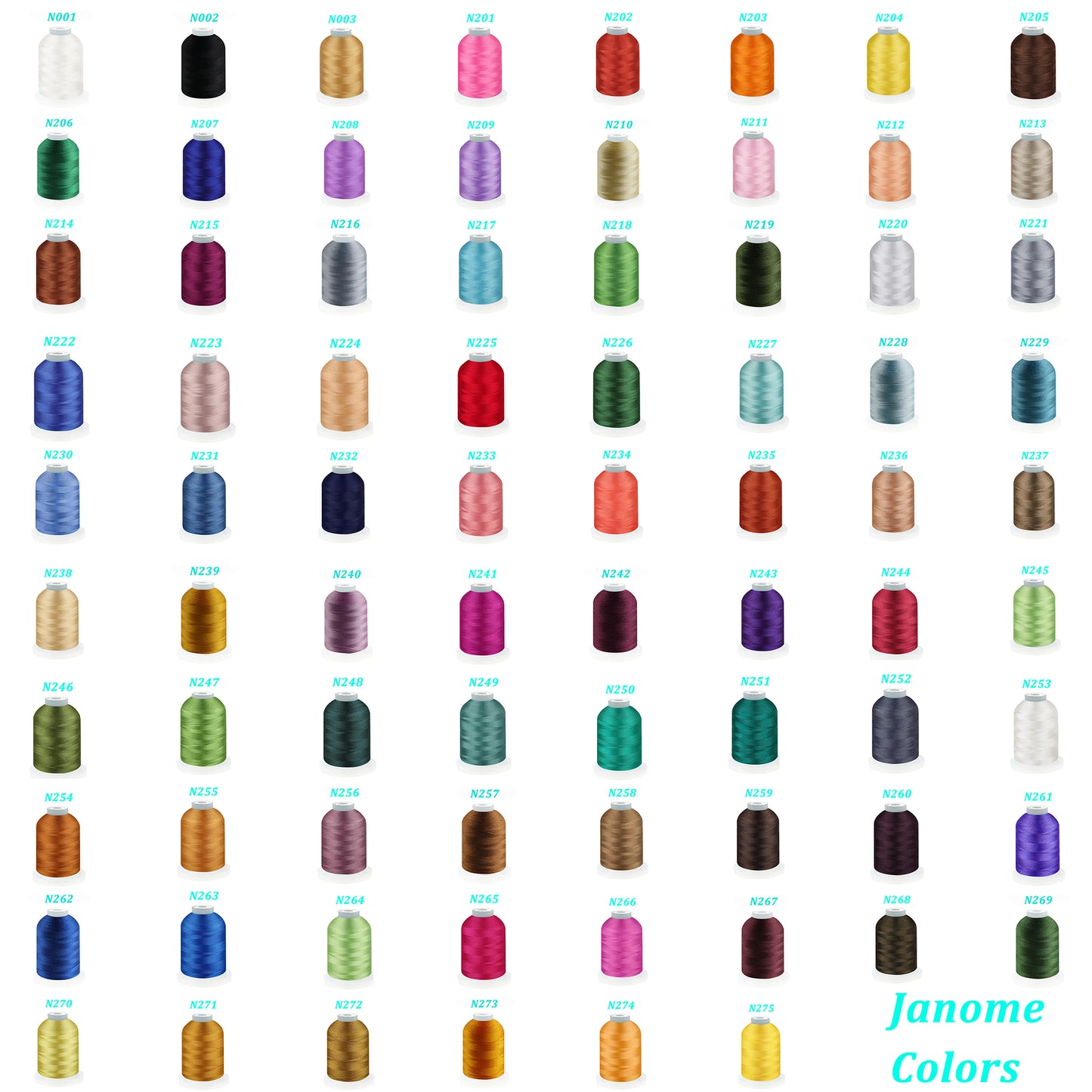 New brothread Single Huge Spool 1000M Each Polyester Embroidery Machine Thread 40WT - Janome Colors
