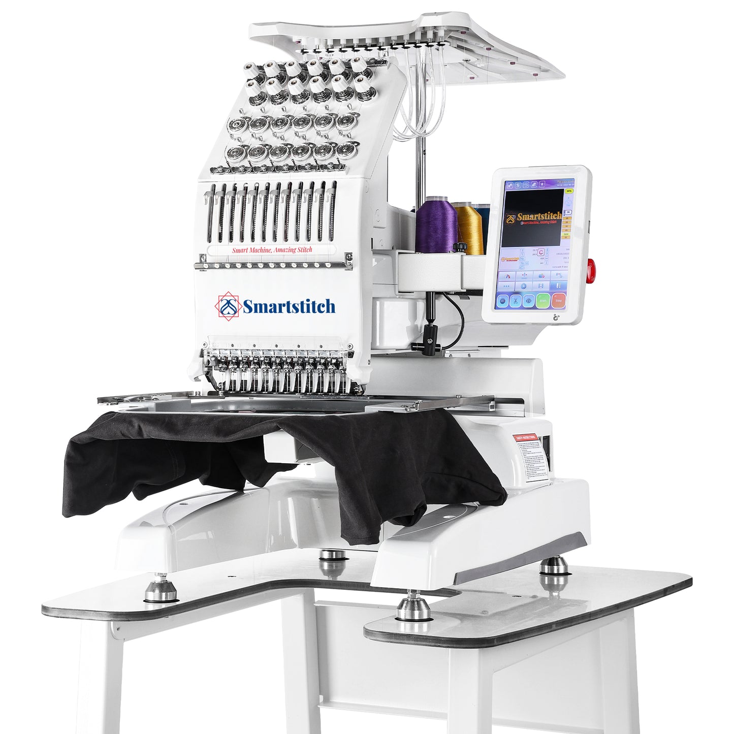 Smartstitch Embroidery Machine S1201, 12 Needles, Max Speed 1200RPM, Embroidery Machine for Hats and Clothing with 9.5"x12.6" Embroidery Area (including embroidery starter kit)