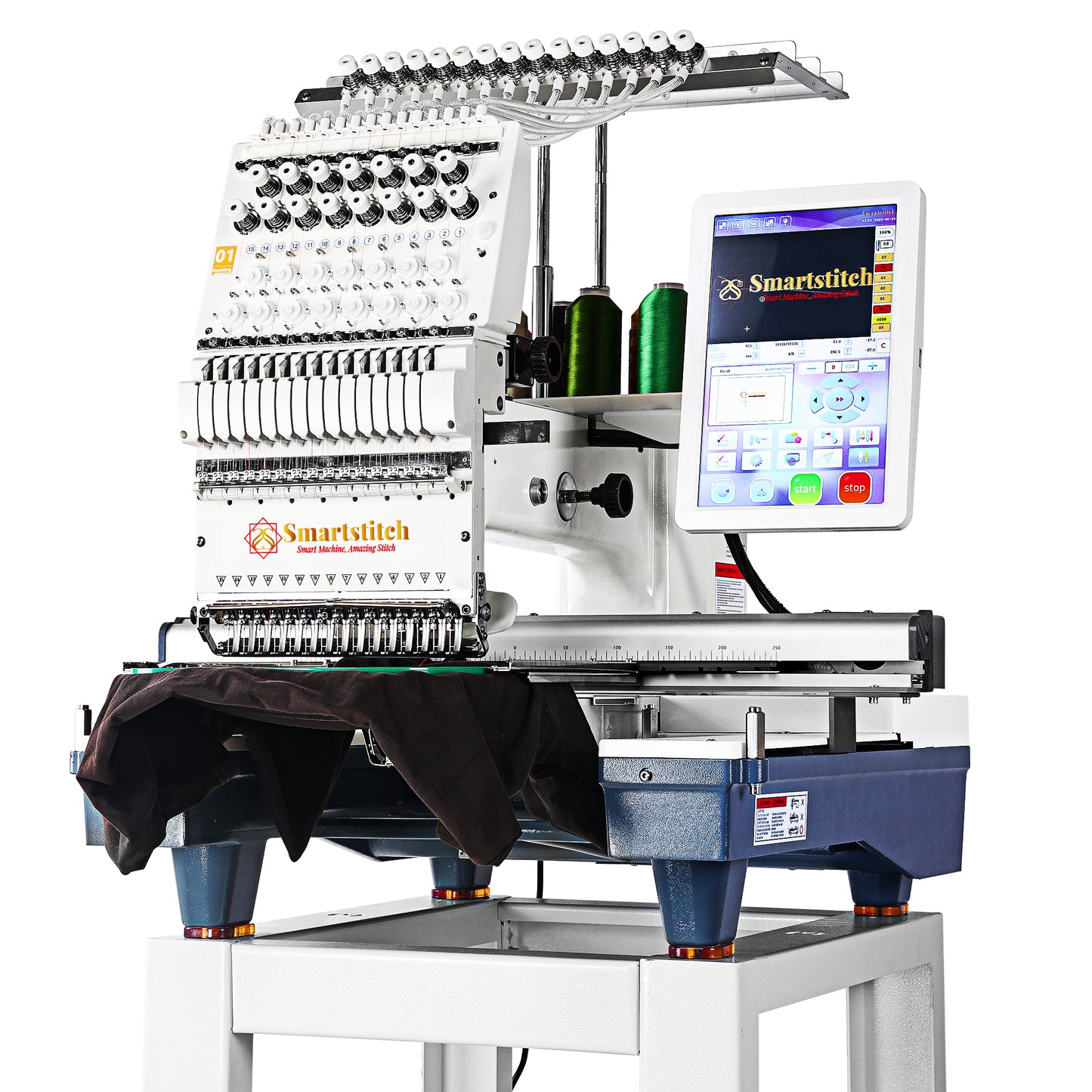 Smartstitch Embroidery Machine S1501, 15 Needles, Max Speed 1200RPM, Commercial Embroidery Machine for Hats and Clothing with 13.8"x19.7" Embroidery Area