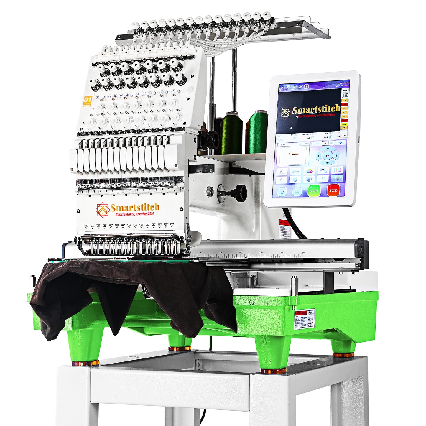 Smartstitch Embroidery Machine S1501, 15 Needles, Max Speed 1200RPM, Commercial Embroidery Machine for Hats and Clothing with 13.8"x19.7" Embroidery Area