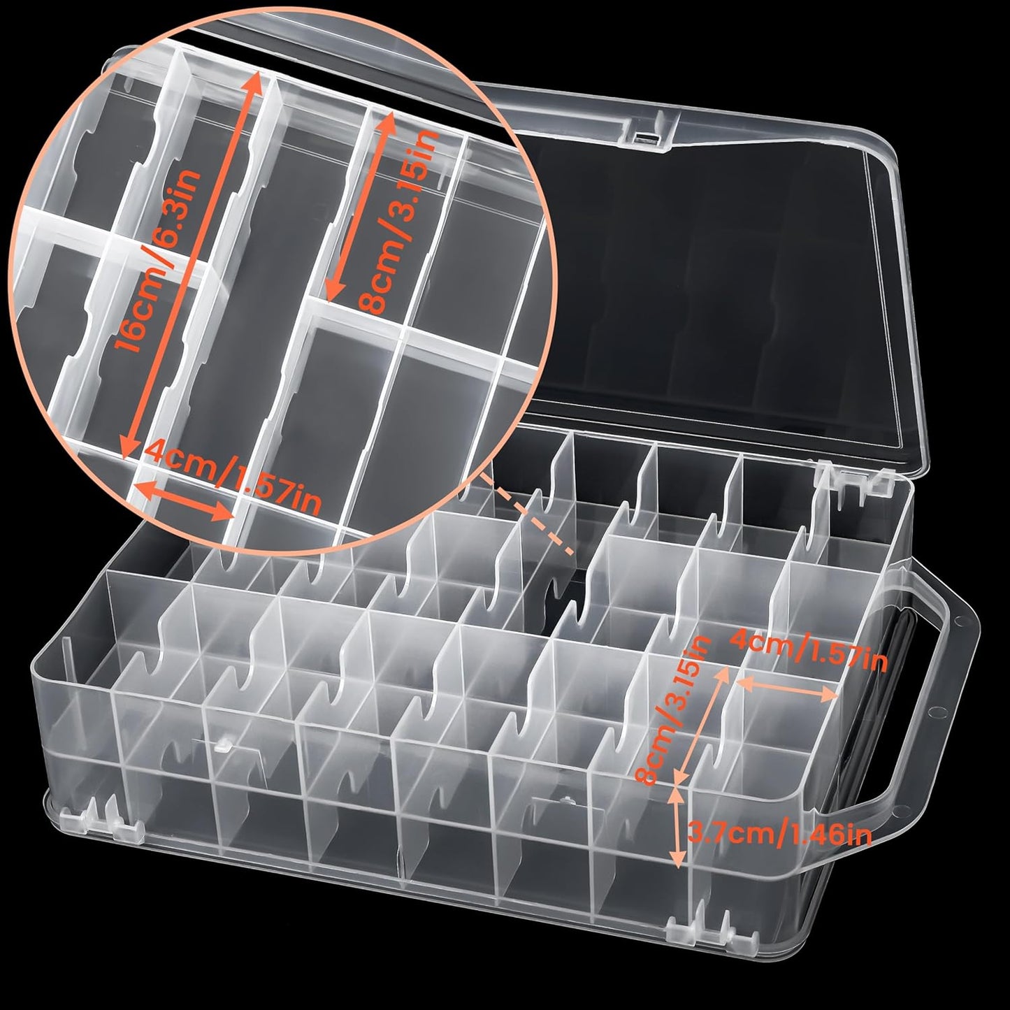 New brothread Double-Sided Storage Organizer/Box with Total 48 Adjustable Compartments, Removable Dividers For Embroidery and Sewing Threads, Embroidery Floss, Needles, Beads, Small Crafts & Toys