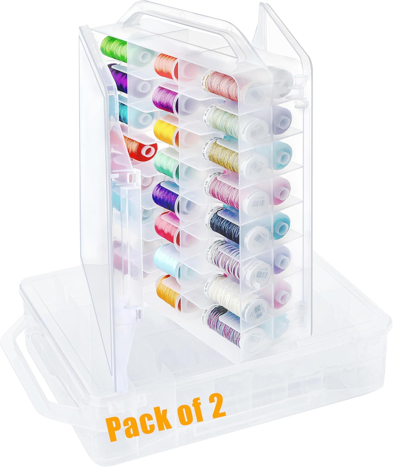 New brothread Double-Sided Storage Organizer/Box with Total 48 Adjustable Compartments, Removable Dividers For Embroidery and Sewing Threads, Embroidery Floss, Needles, Beads, Small Crafts & Toys