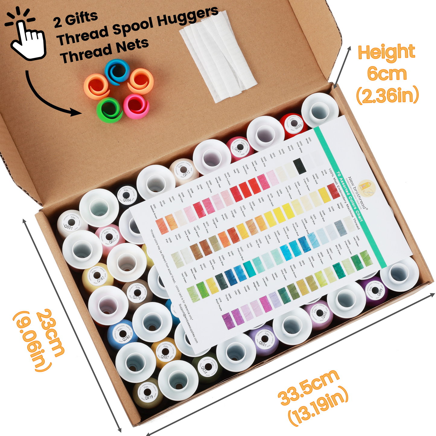 60WT Matt Embroidery Machine Thread 70 Colors Each Spool 600M (660Y) for Embroidering with Sharp Contours, Logos, Fine Lettering, Small Details etc.-Made by New brothread