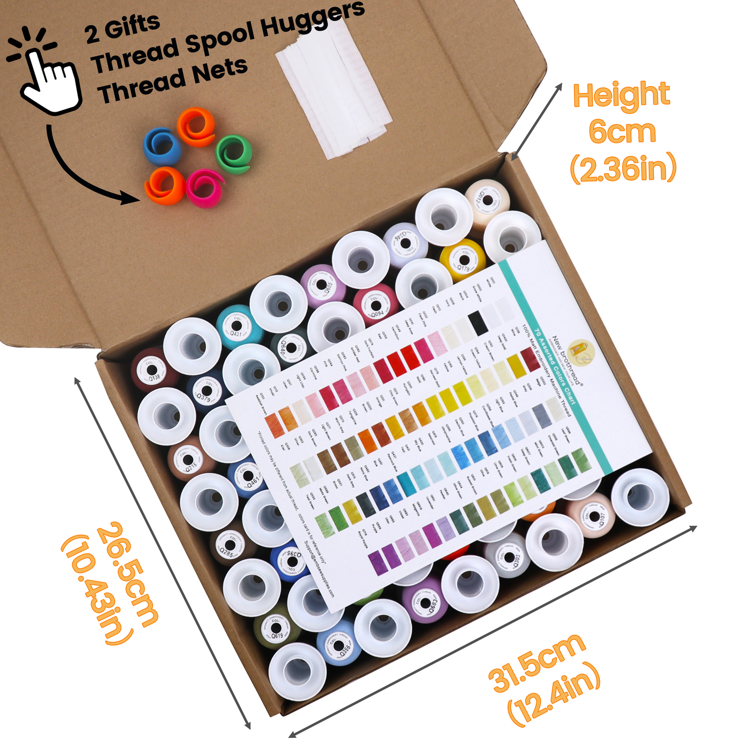 100% Frosted Matt Embroidery Machine Thread 72 Spools 40WT Each Spool 500M (550Y) for Brother Babylock Janome Singer Pfaff Husqvarna Bernina Embroidery and Sewing Machines-Made by New brothread