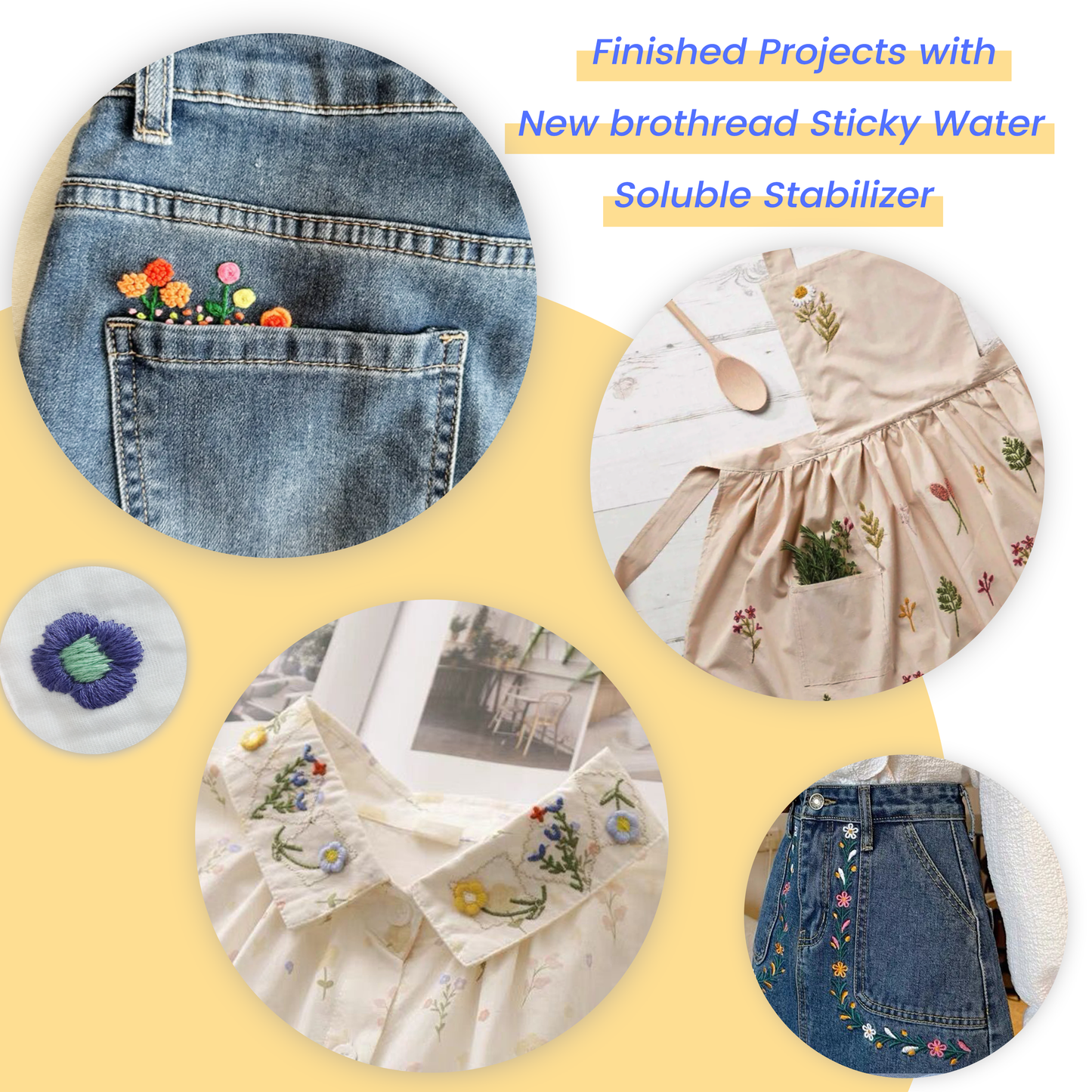 New brothread 8.5"x11" Sticky Water Soluble Embroidery Stabilizer Printable Paper Stabilizer - Medium Weight - Allowed for Print or Draw Patterns Best for Hand & Machine Embroidery