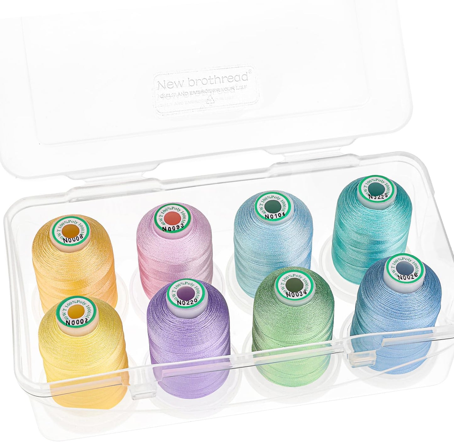 New brothread Polyester Embroidery Machine Thread 1000m Each with Clear Plastic Storage Box for Embroidery & Quilting