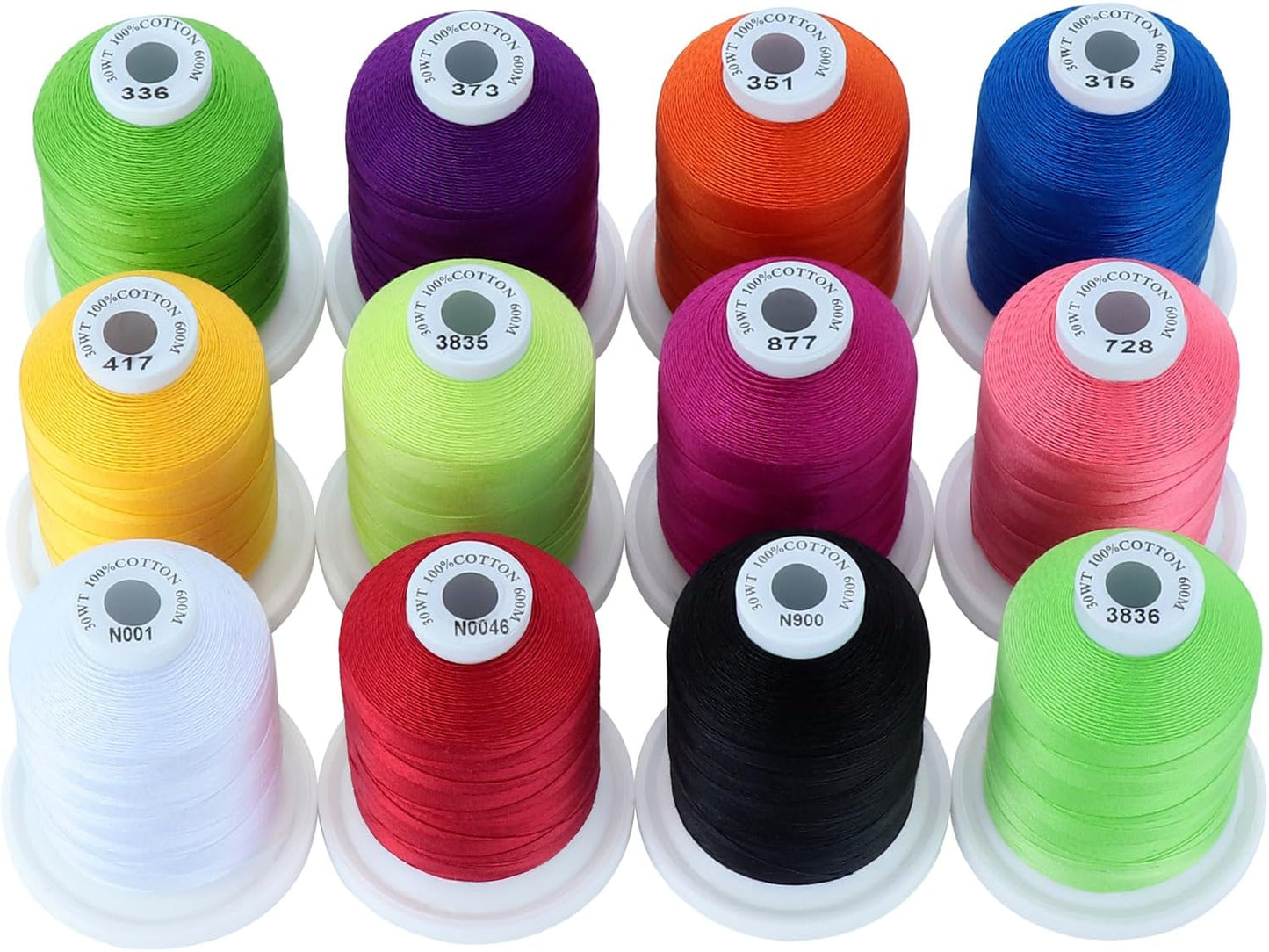 New brothread Multi-Purpose 100% Mercerized Cotton Threads 30WT(50S/3) 600M(660Y) Each Spool