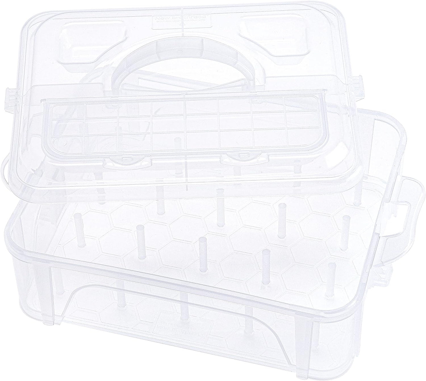 New brothread Stackable Clear Storage Box/Organizer for Holding Thread Spools Home Embroidery & Sewing Thread and Other Embroidery Sewing Crafts (Spool Size Requirement: H≤2.2"; W≤1.69")