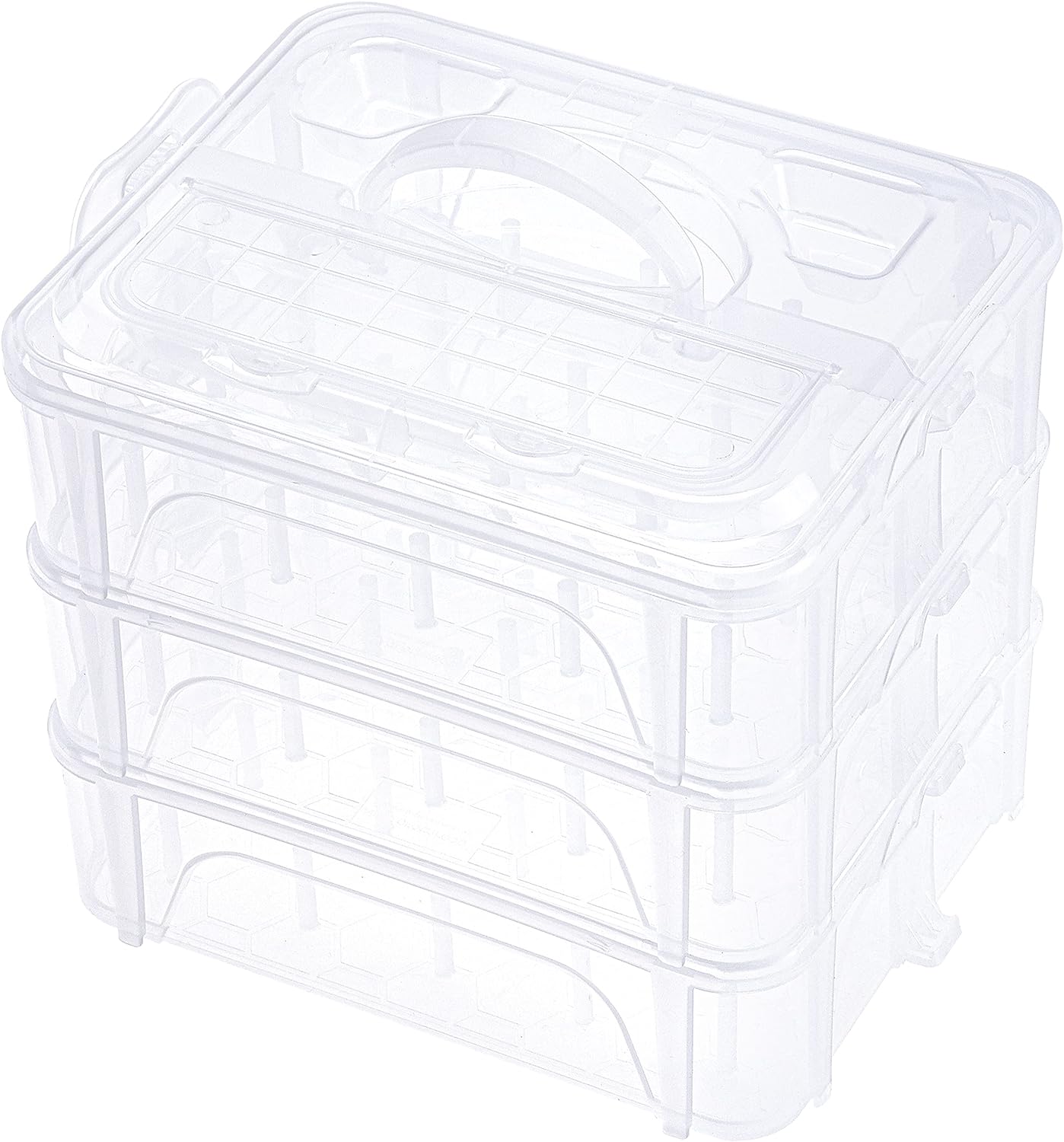 New brothread Stackable Clear Storage Box/Organizer for Holding Thread Spools Home Embroidery & Sewing Thread and Other Embroidery Sewing Crafts (Spool Size Requirement: H≤2.2"; W≤1.69")