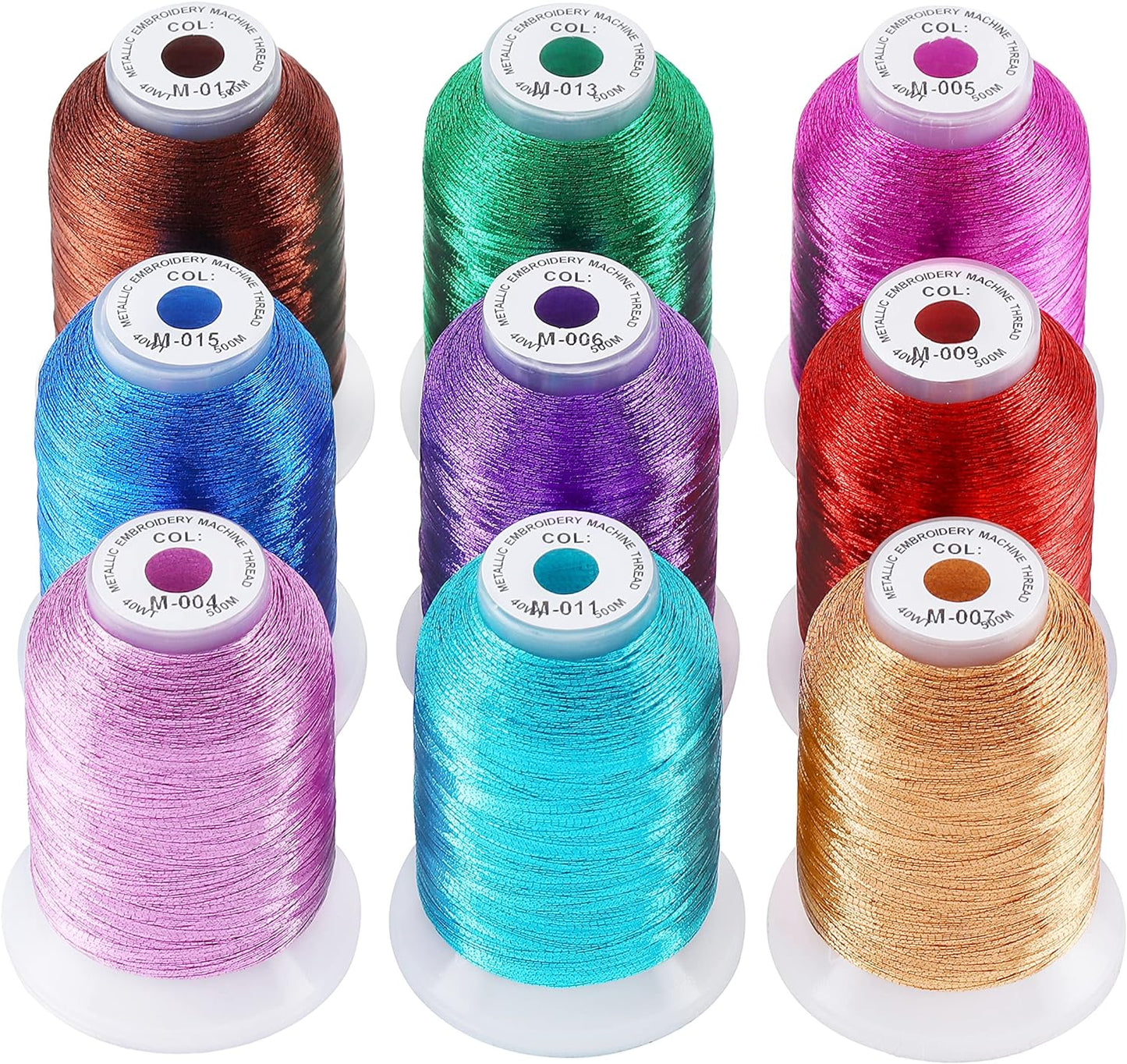 New Brothread Assorted Metallic Embroidery Machine Thread Kit 500M (550Y) Each