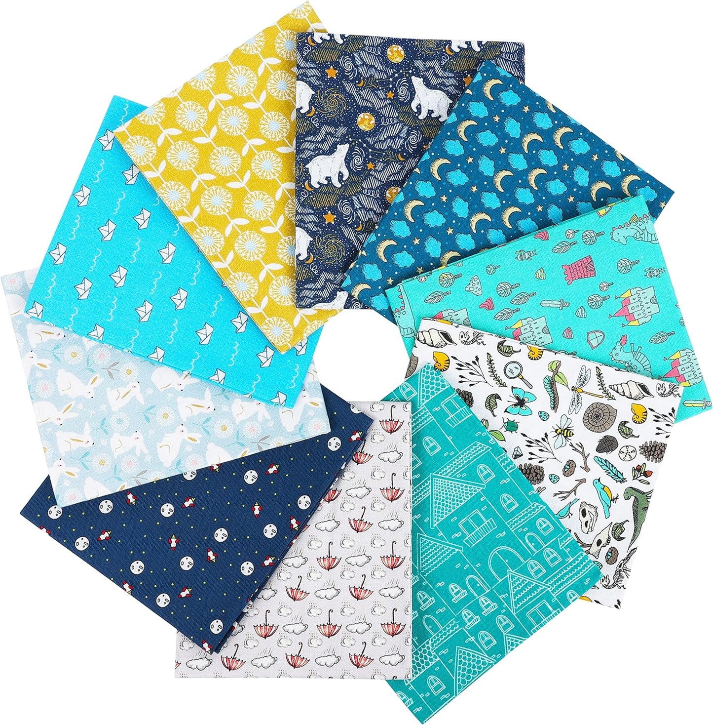 Craftido -25 Options- 100% Cotton Quilting Fabric Bundles 10pcs Fat Quarters 18”x21”-Medium Weight 5.2 oz- for Quilting, Sewing Project, Patchwork, DIY Crafts