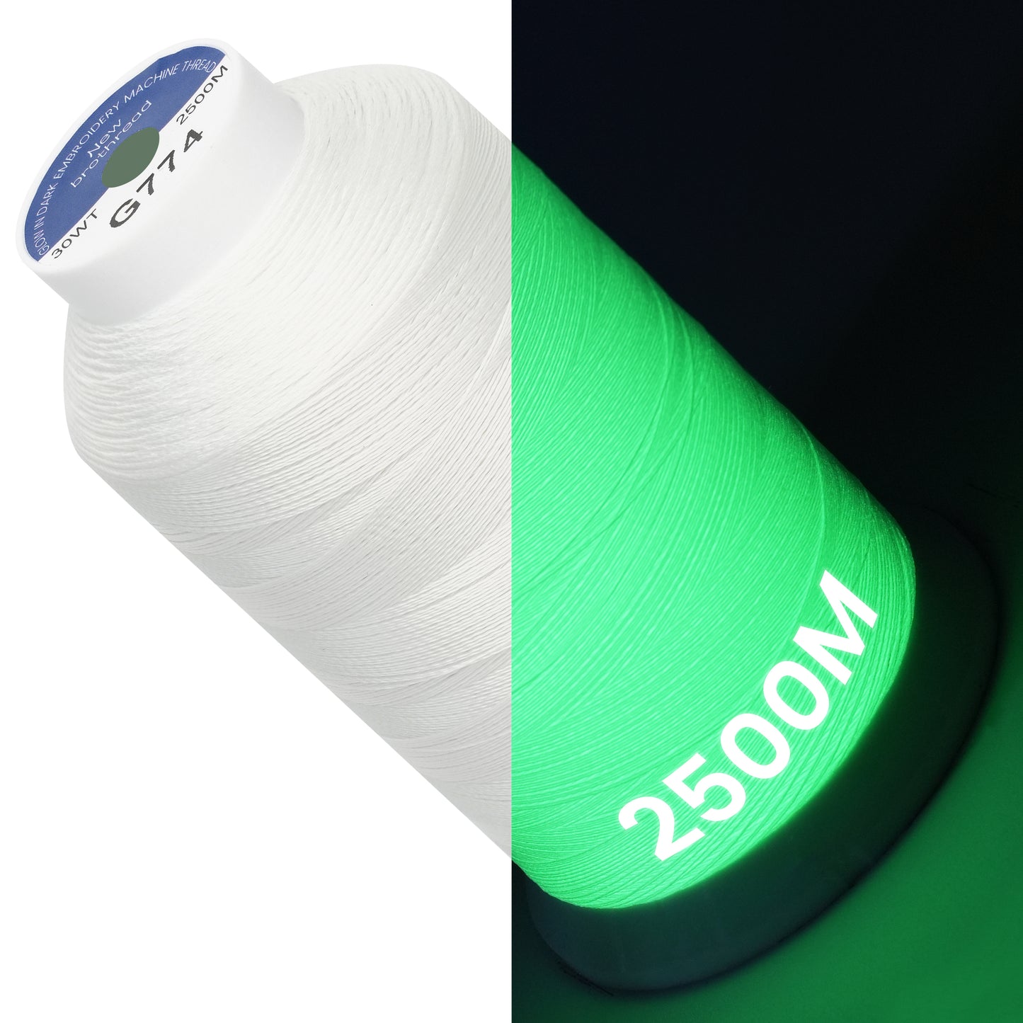 New brothread Single Huge Spool Luminary Glow in The Dark Embroidery Machine Thread Kit 30WT 2500M(2735Y) Each Spool for Embroidery, Quilting, Sewing