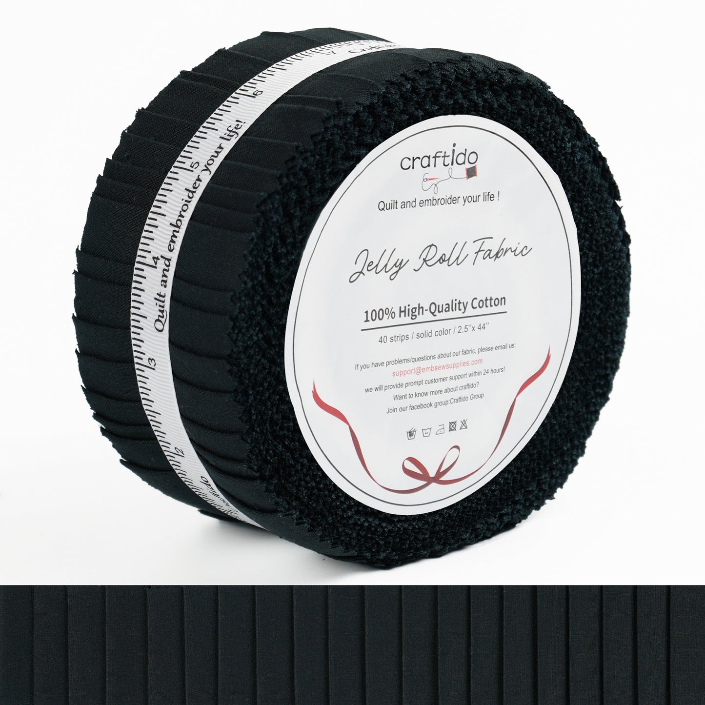 Craftido-18 Options-100% Cotton Jelly Roll Fabric Precut Strips for Quilting, Crafting, and Sewing, 40 Strips 2.5" x 44" Assorted Bundles for Rug, Quilt Project, DIY Craft and Home Decor