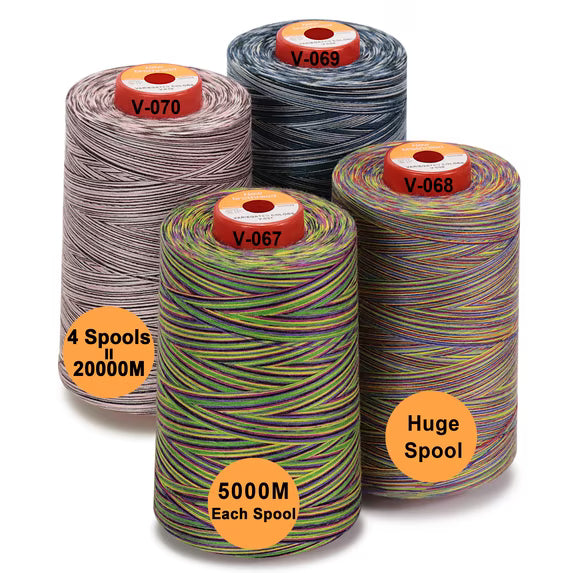 New brothread 4 Large Cones of Polyester Sewing Serger Quilting Thread - 5500Y (5000M) - Variegated Colors