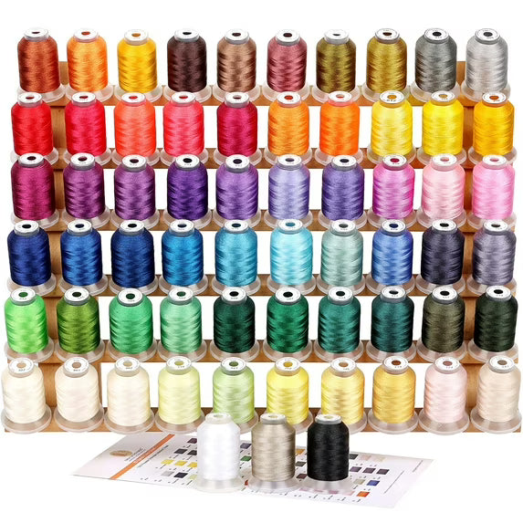 63 Spools Polyester Machine Embroidery Thread Kit 500M Colors Compatible with Brother Colors