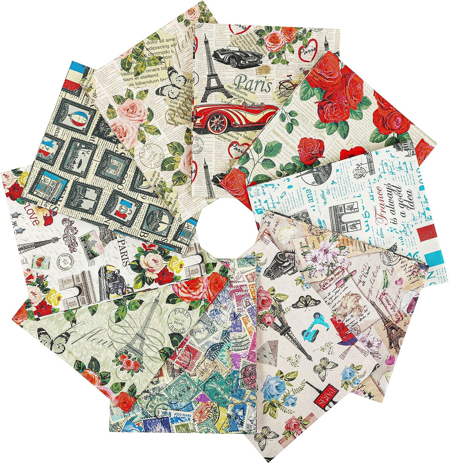 Craftido -25 Options- 100% Cotton Quilting Fabric Bundles 10pcs Fat Quarters 18”x21”-Medium Weight 5.2 oz- for Quilting, Sewing Project, Patchwork, DIY Crafts
