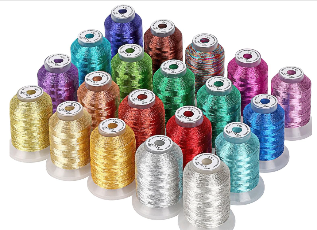 New brothread 20 Assorted Colors Metallic Embroidery Machine Thread Kit