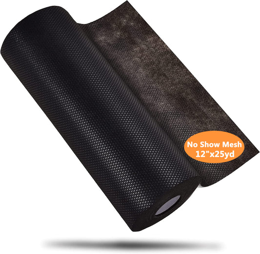 New brothread Black No Show Mesh Machine Embroidery Stabilizer Backing 12" x 25Yd roll - Light Weight 1.8 oz