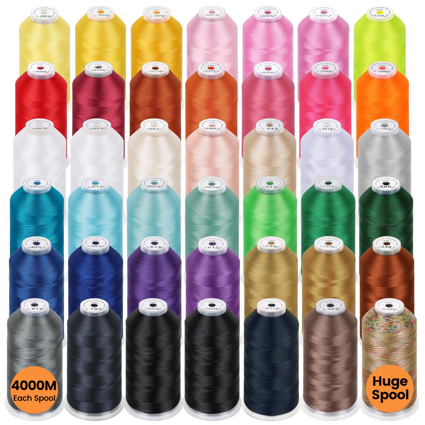New brothreads – 42 Spools of Huge Spool 4000M(4400Y) Polyester Embroidery Machine Thread for Commercial and Domestic Embroidery Machines