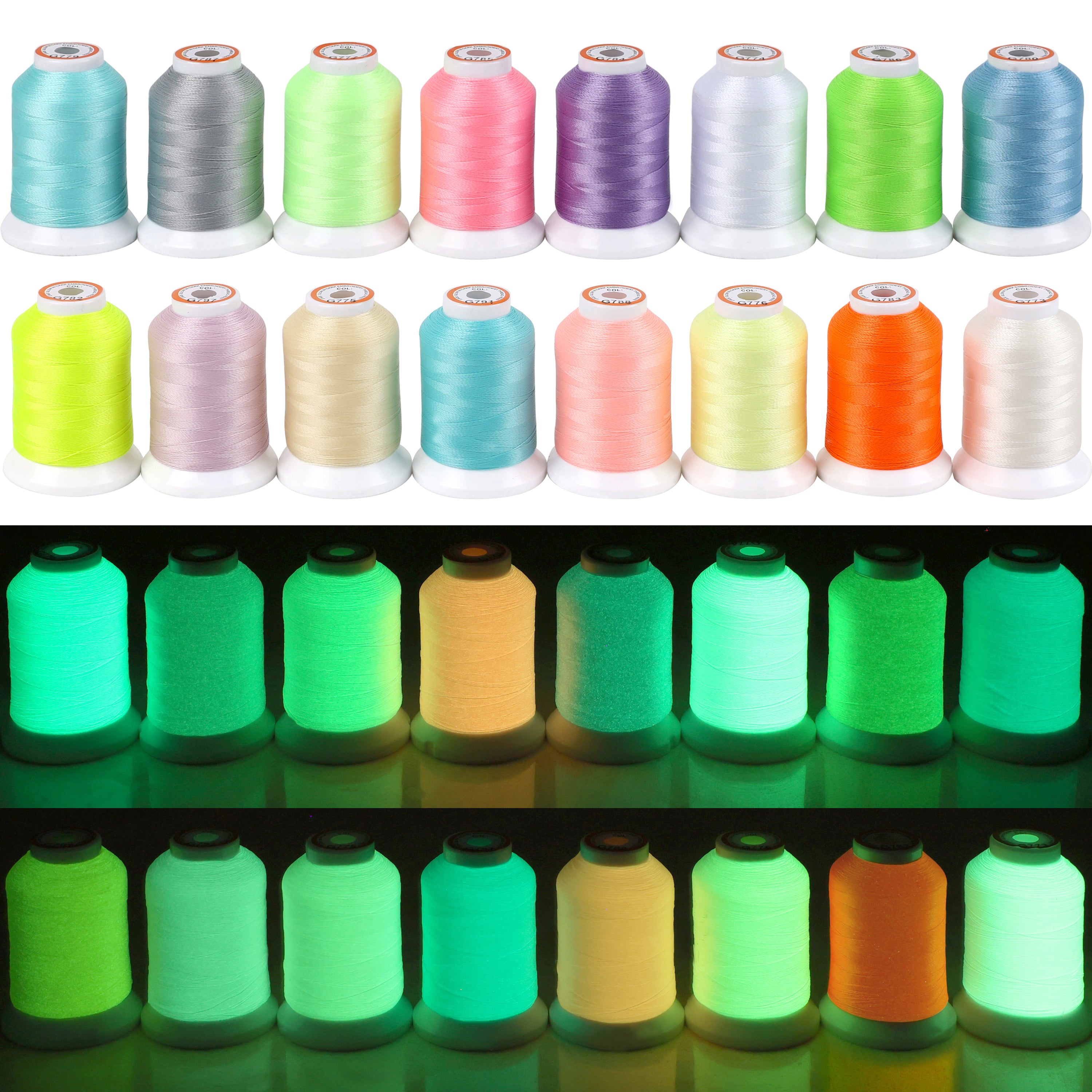 New brothread 8 Colors Luminary Glow in The Dark Embroidery