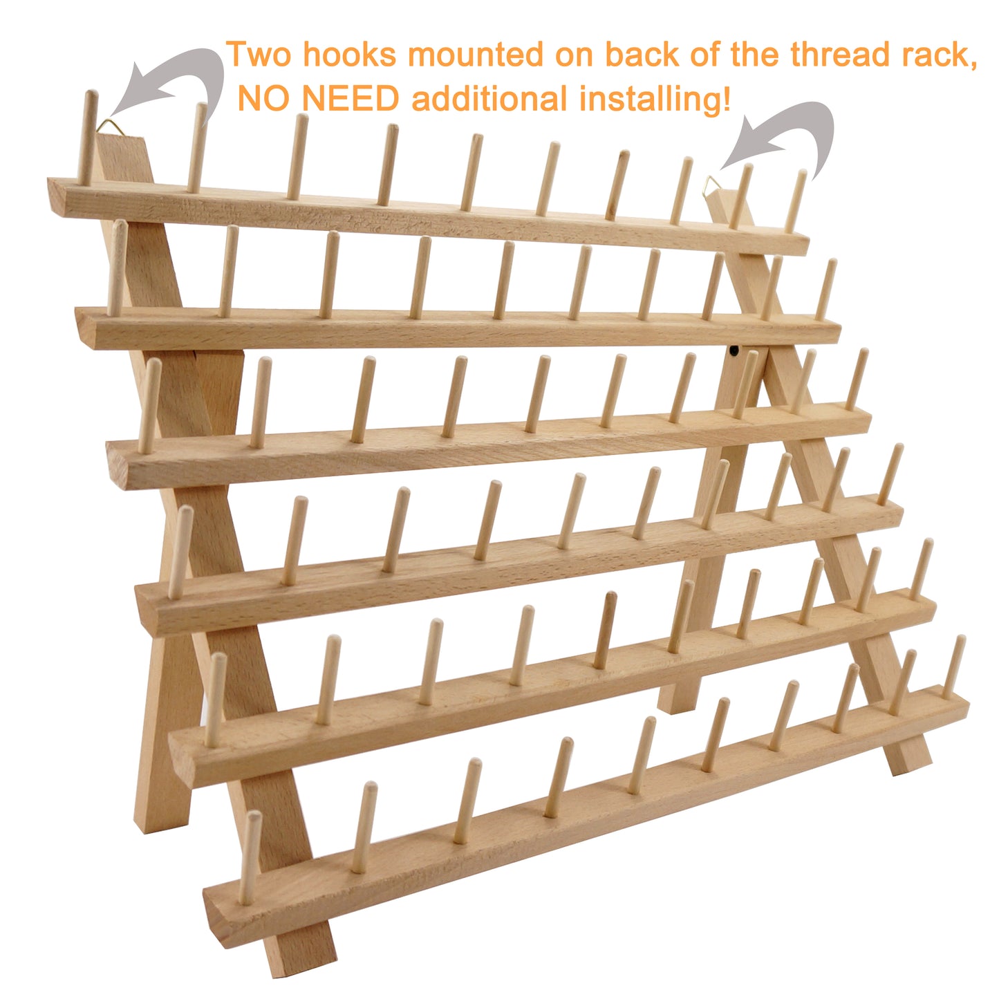 New Brothread 4X60 Spools Wooden Thread Rack/Thread Holder Organizer with Hanging Hooks