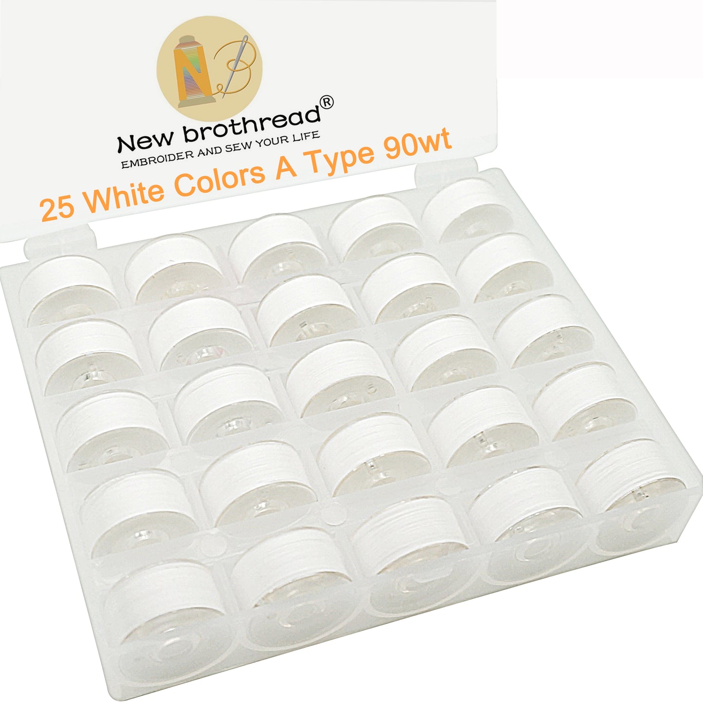 New brothread 25pcs 70D/2 (60WT) Prewound Bobbin Thread Plastic Size A SA156 for Embroidery and Sewing Machines DIY