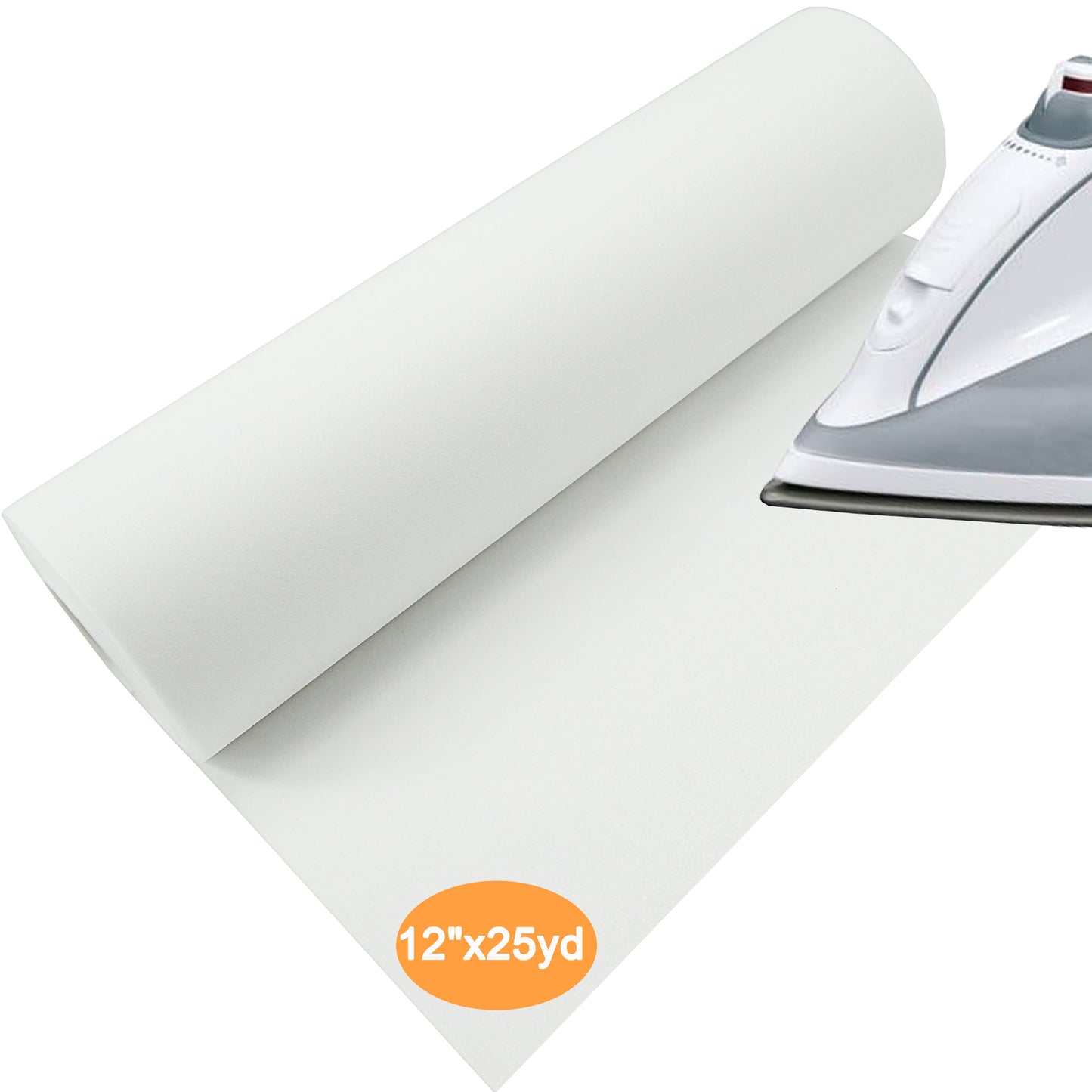 New brothread Fusible Iron on Tear Away Machine Embroidery Stabilizer Backing 12" x 25 Yd roll - Medium Weight 1.8 oz
