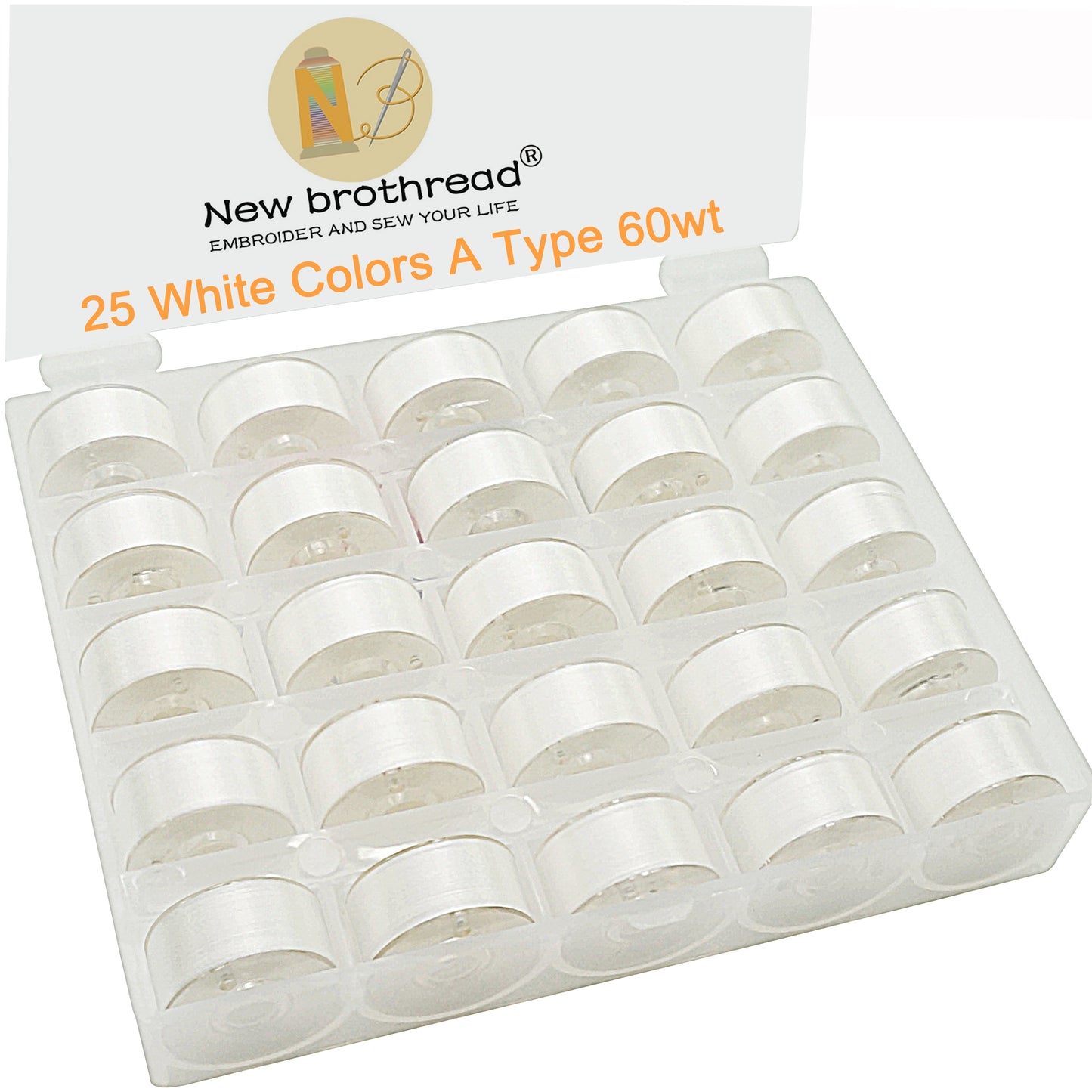 New brothread 25pcs 70D/2 (60WT) Prewound Bobbin Thread Plastic Size A SA156 for Embroidery and Sewing Machines DIY