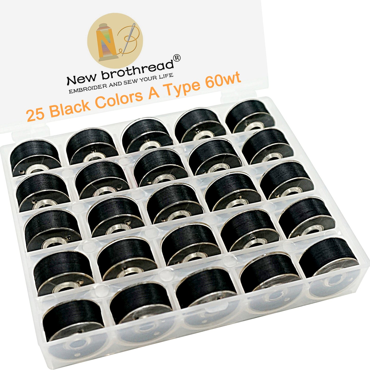 New brothread 25pcs 70D/2 (60WT) Prewound Bobbin Thread Plastic Size A SA156 for Embroidery and Sewing Machines DIY