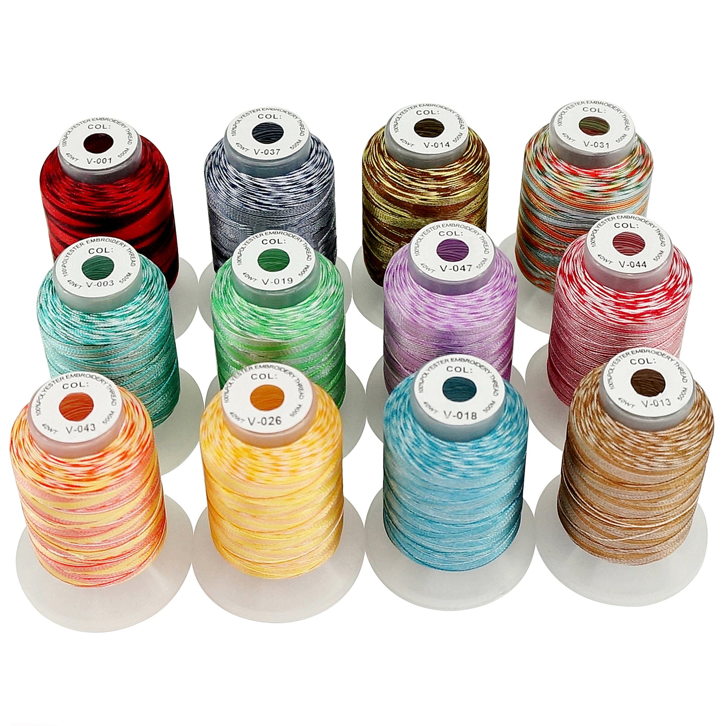 New Brothread 12 Colors Variegated Polyester Embroidery Machine Thread Kit 500M