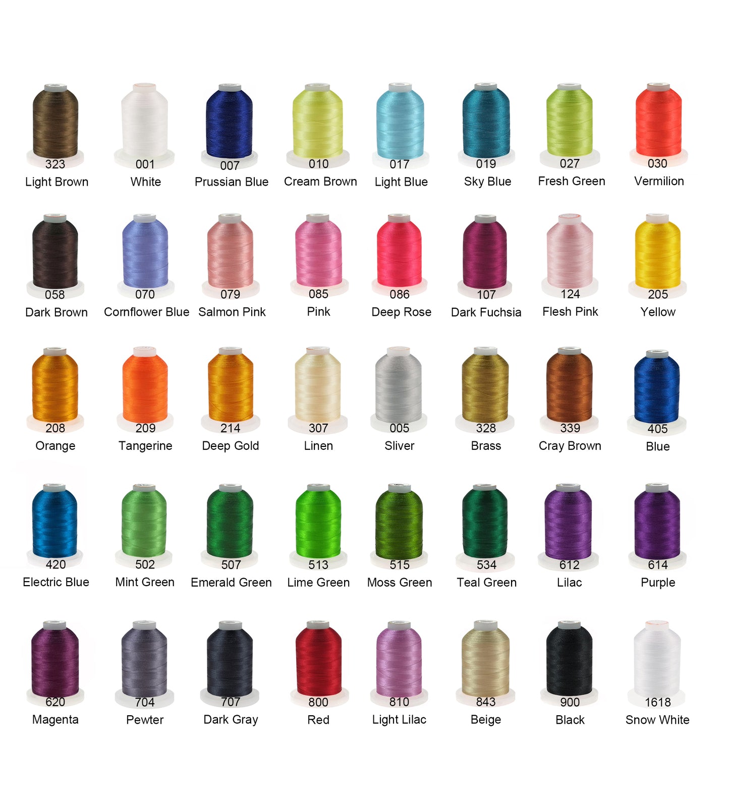 New brothread Single Spool 1000M Each Polyester Embroidery Machine Thread 40WT - Brother Colors
