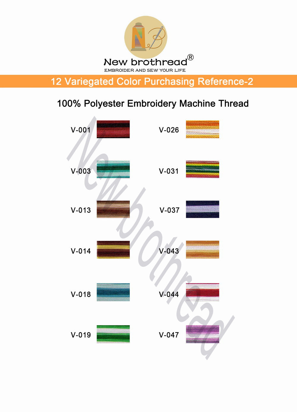 New Brothread 12 Colors Variegated Polyester Embroidery Machine Thread Kit 500M