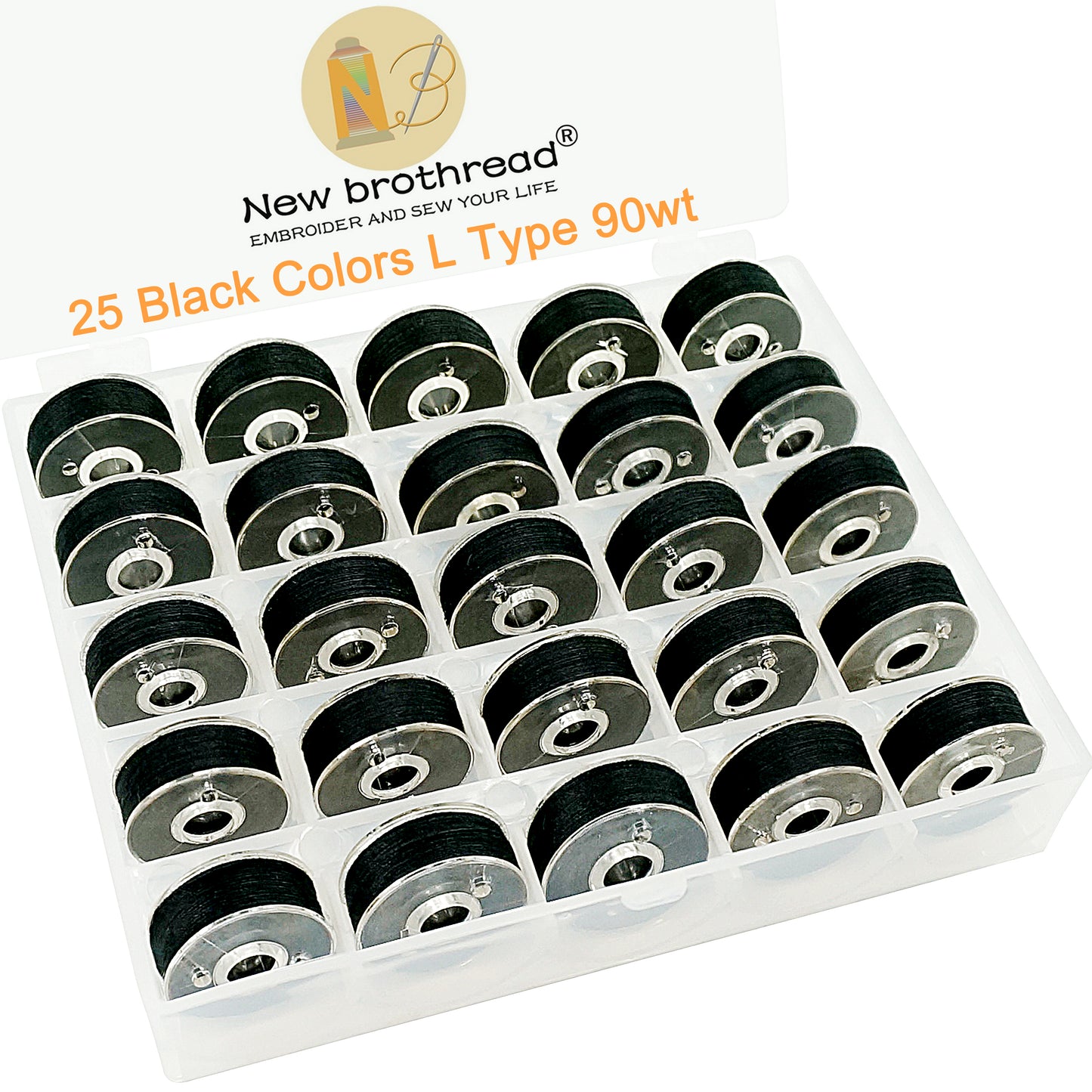 New brothread 144pcs White 60S/2(90WT) Prewound Bobbin Thread Plastic Size L SA155 for Embroidery & Sewing Machine Polyester Thread