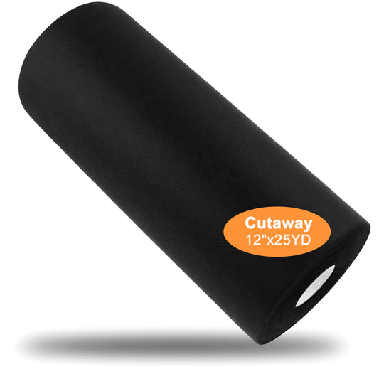 New brothread Black Cut Away Machine Embroidery Stabilizer Backing 12" x 25Yd roll - Medium Weight 2.5 oz