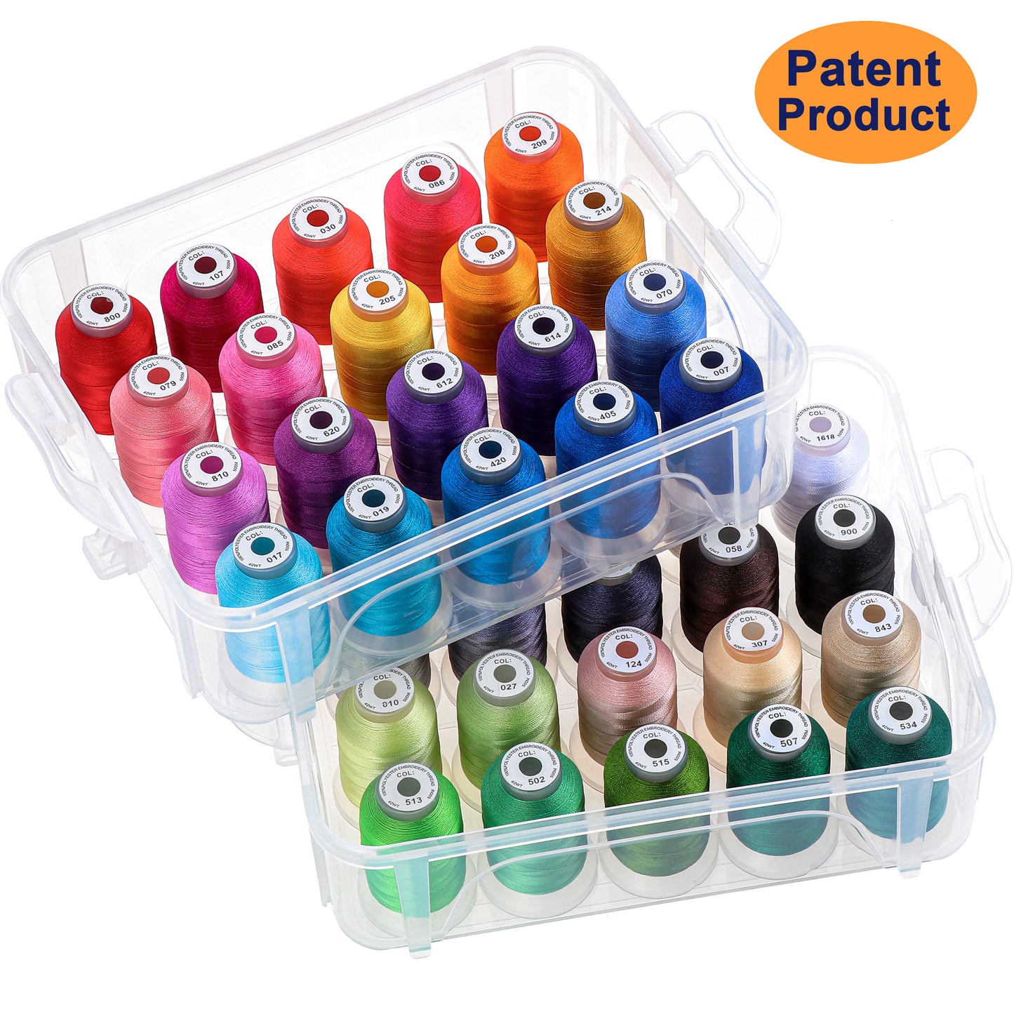 New brothread 40 Brother Colors 500m Each Embroidery Machine Thread with Clear Plastic Storage Box