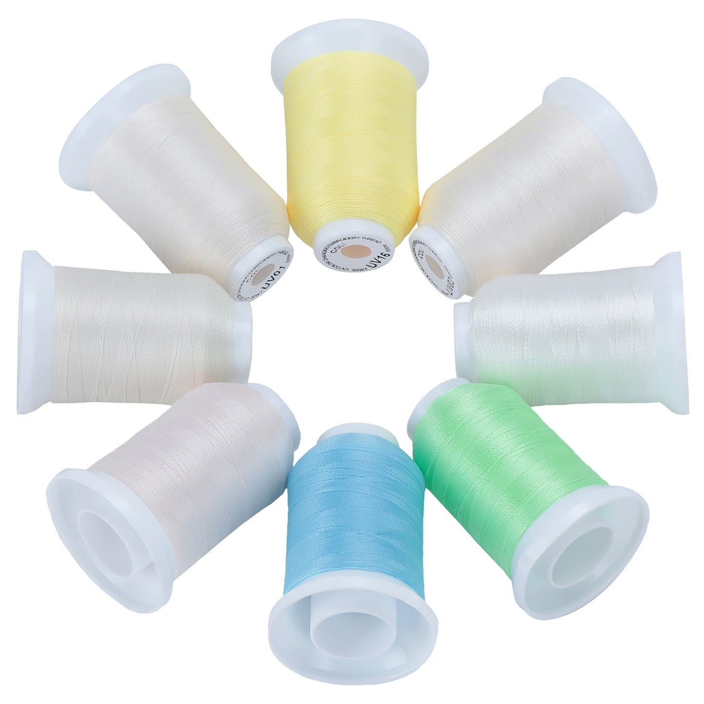 New brothread 8 Spools UV Color Changing Embroidery Machine Thread Kit 30WT 500M(550Y)
