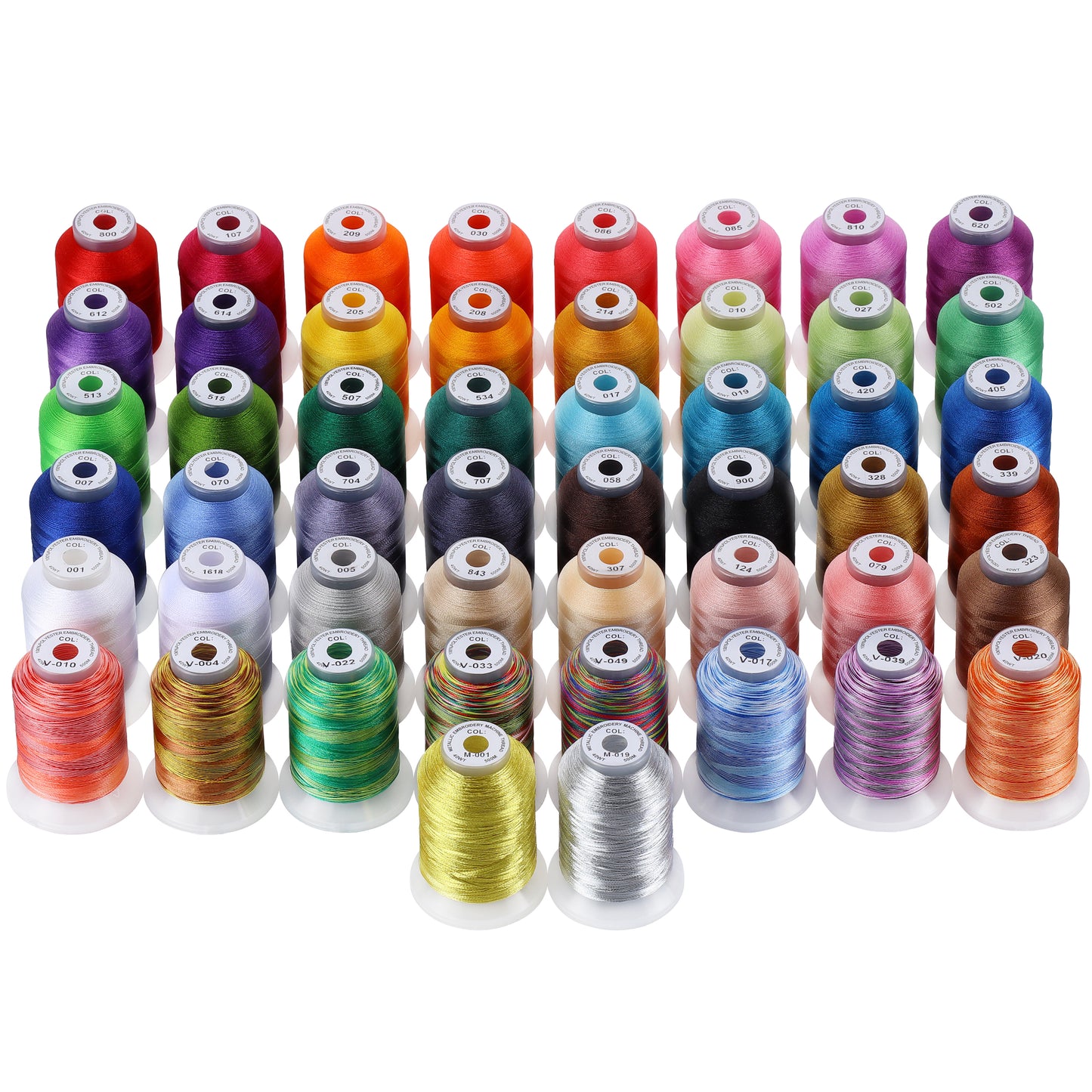 New brothread Embroidery Machine Thread Kit Including 40 Brother Colors + 8 Variegated Colors + 2 Metallic Colors for Brother Babylock Janome Singer Pfaff Husqvarna Bernina Embroidery and Sewing Machines