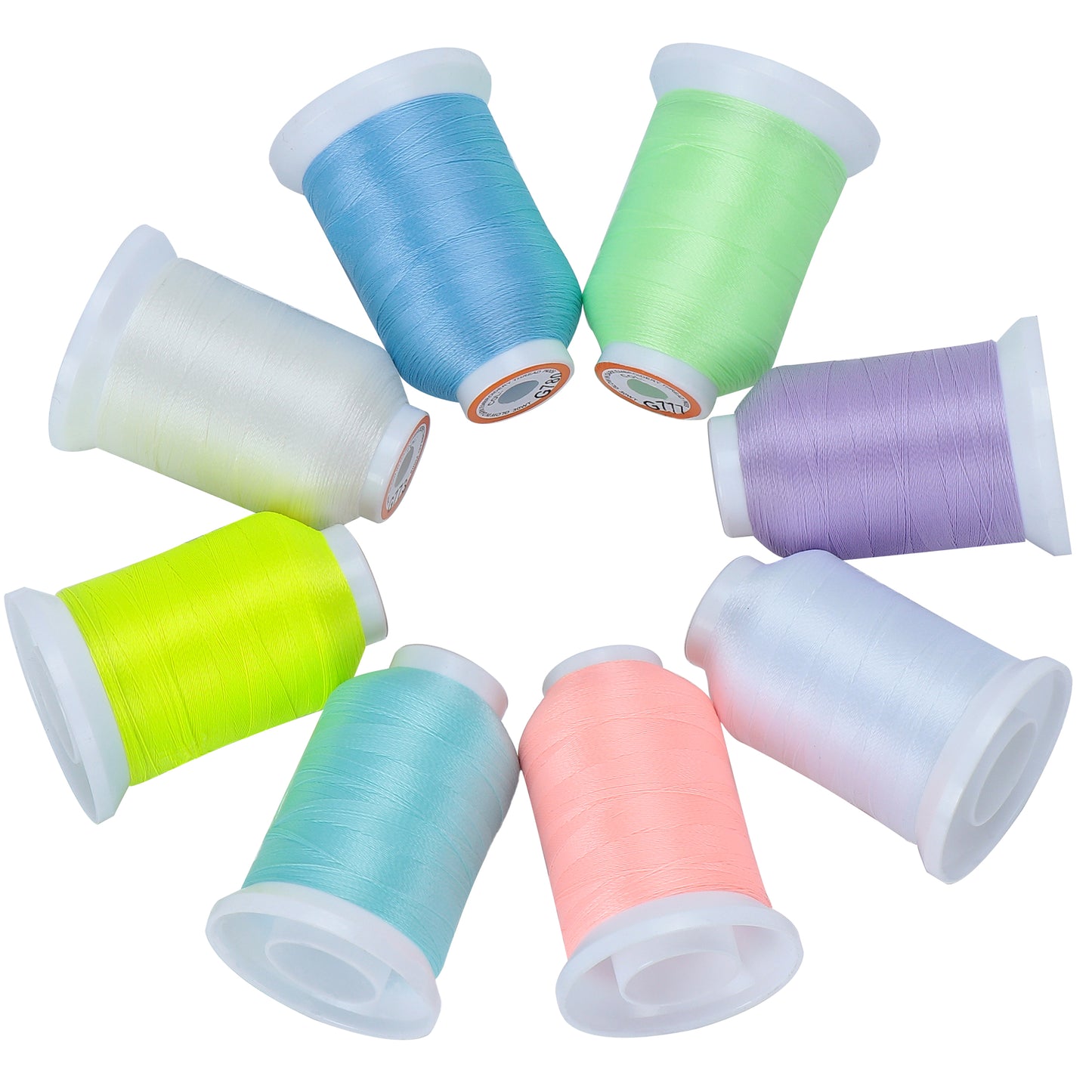 New brothread 8 Colors Luminary Glow in The Dark Embroidery Machine Thread Kit 30WT 500M(550Y)