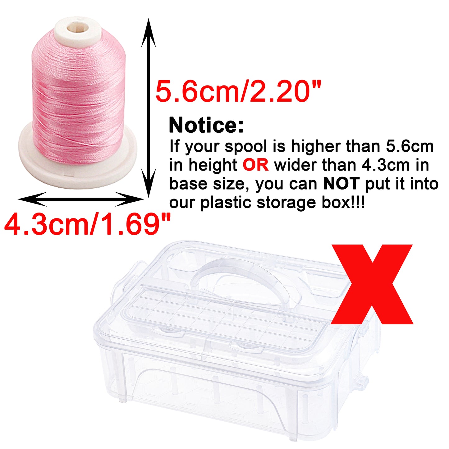 New brothread Stackable Clear Storage Box/Organizer for Holding Thread Spools Home Embroidery & Sewing Thread and Other Embroidery Sewing Crafts (Spool Size Requirement: H≤2.2"; W≤1.69")