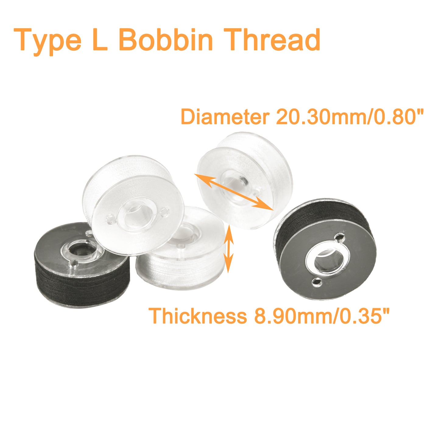 New brothread 144pcs White 60S/2(90WT) Prewound Bobbin Thread Plastic Size L SA155 for Embroidery & Sewing Machine Polyester Thread