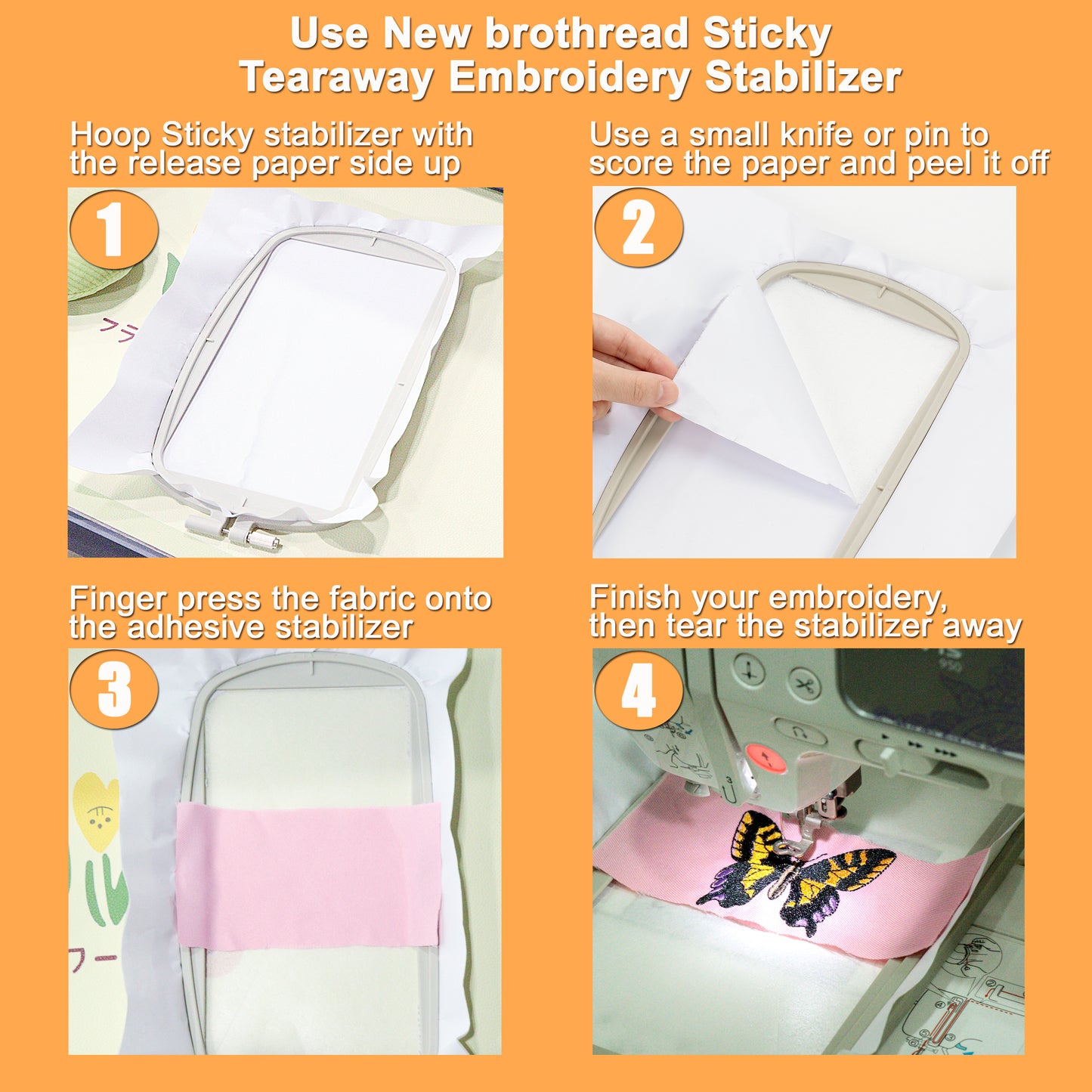 New brothread Sticky Self-Adhesive Tear Away Embroidery Stabilizer Backing