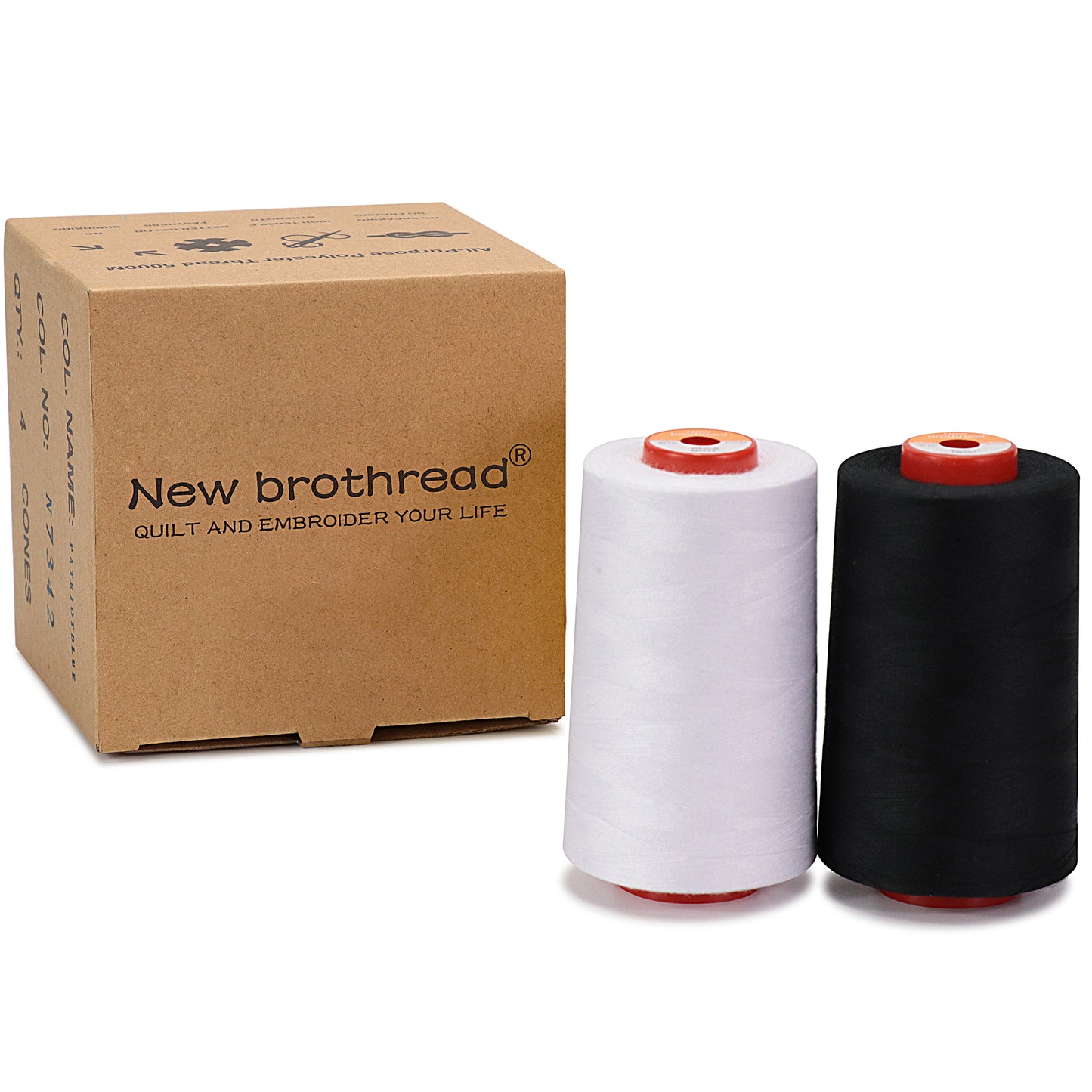 New brothread - 30 Options - Large Cones of 5500Y (5000M) Each All Purpose Spun Polyester Thread 40S/2 (Tex27) for Serger, Overlock, Quilting, Piecing and Sewing