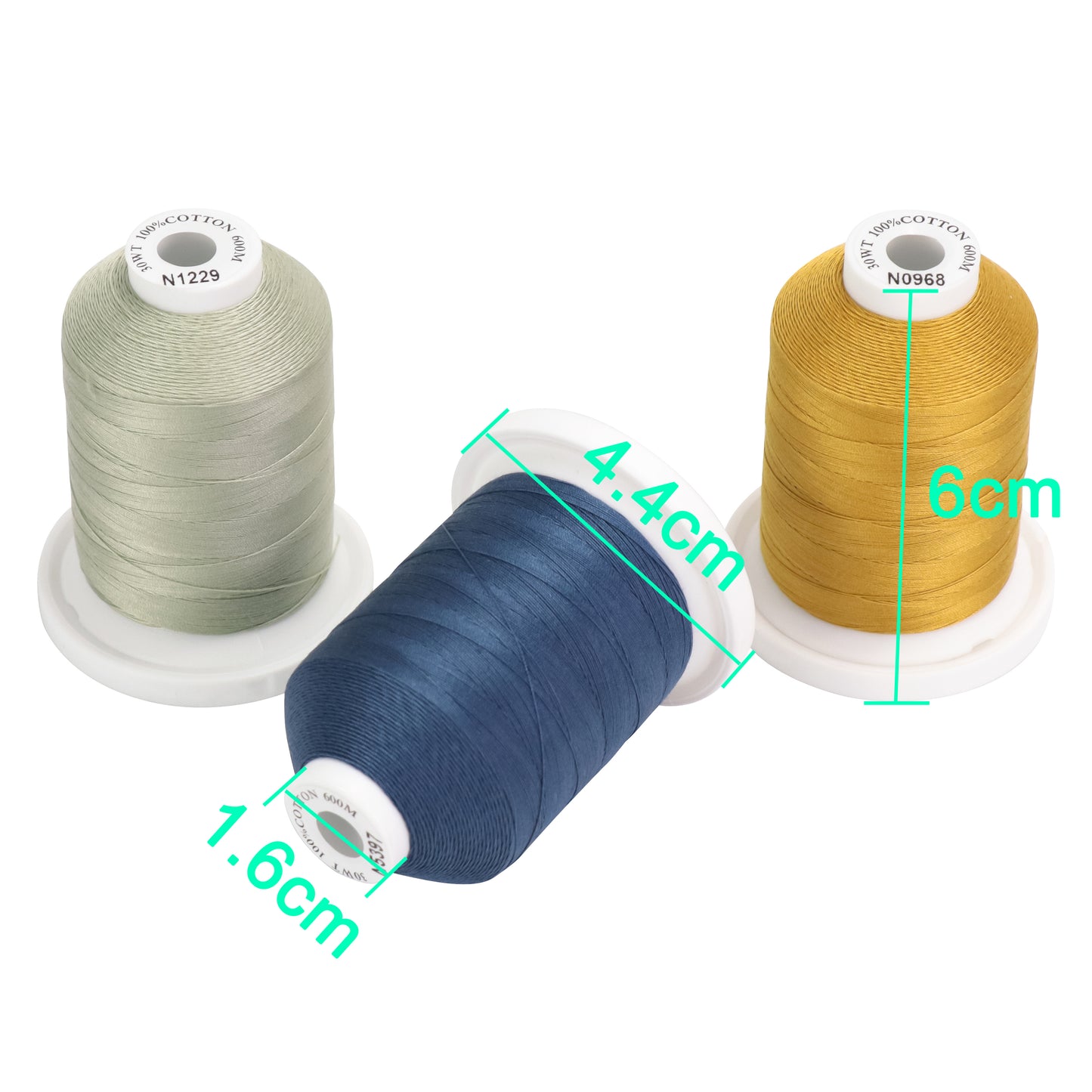New brothread Multi-Purpose 100% Mercerized Cotton Threads 30WT(50S/3) 600M(660Y) Each Spool